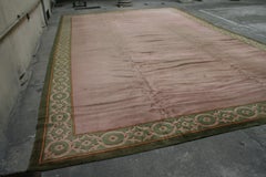 Antique Arts & Crafts Wilton Oversize Rug with Green Architectural Border