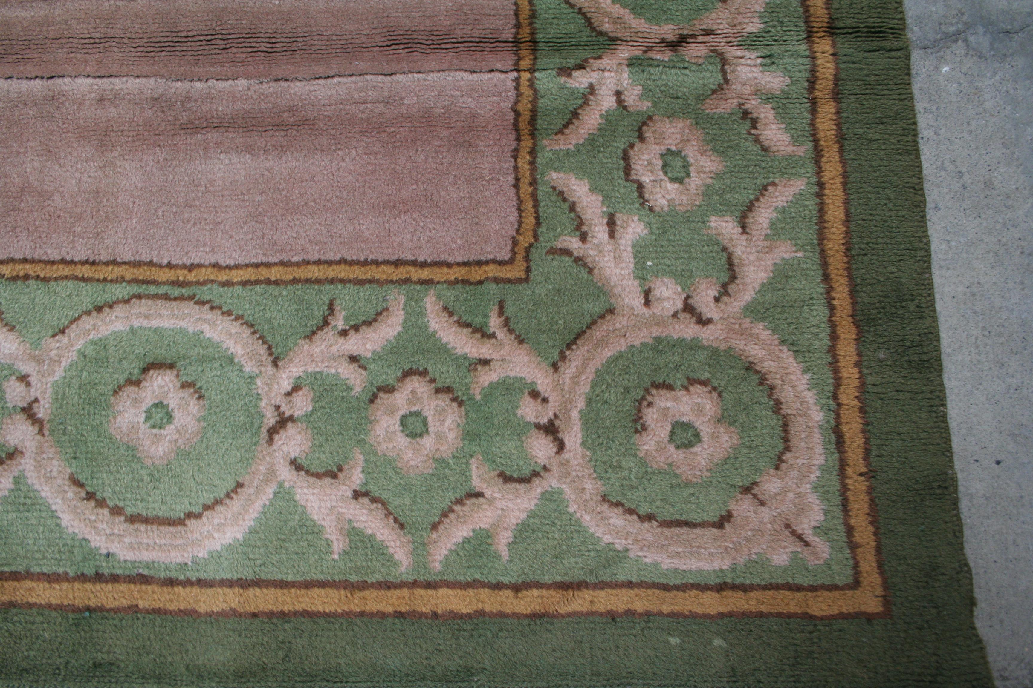 rust and green rug