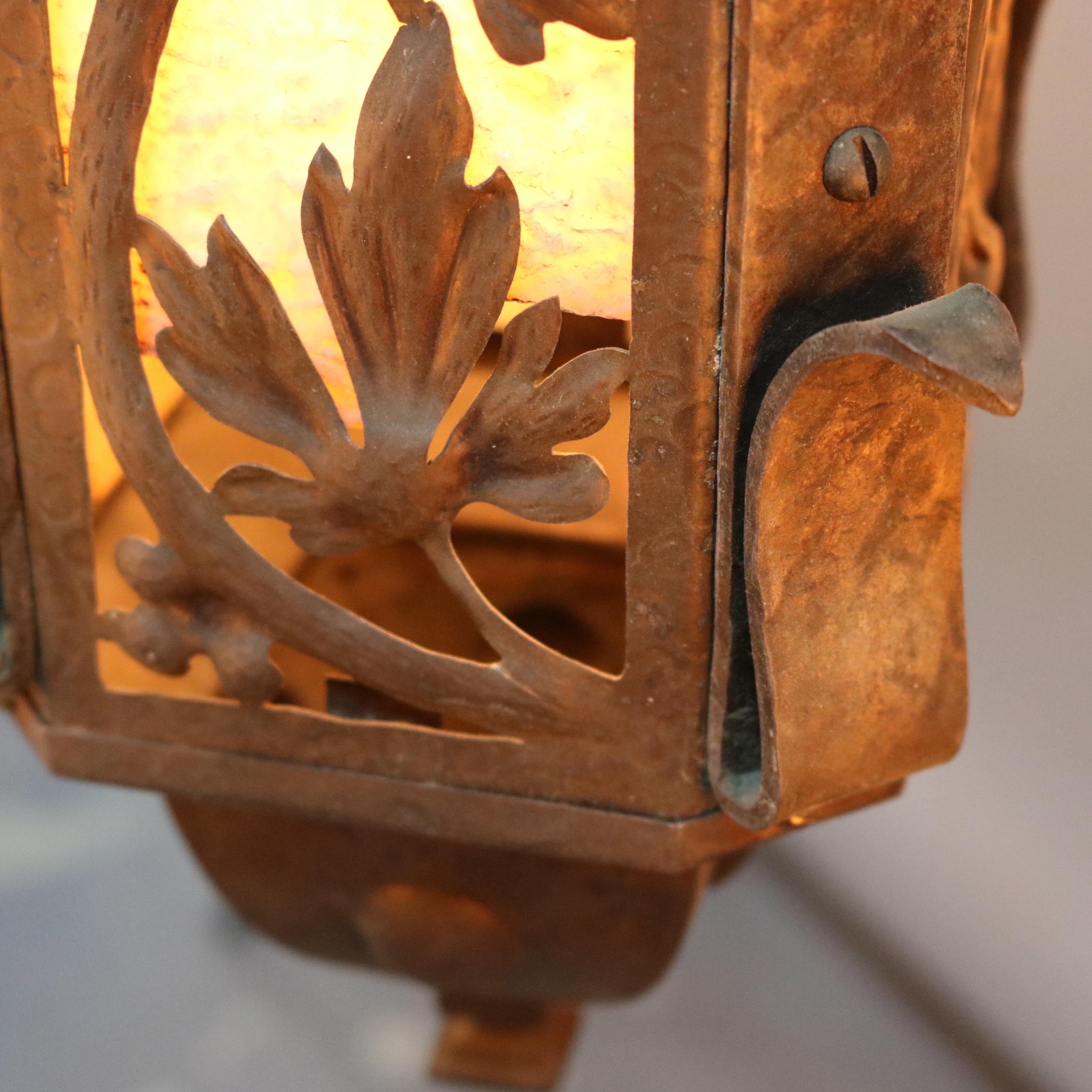 Antique Arts & Crafts Wrought Iron 4-Light Ceiling Fixture, Circa 1910 5
