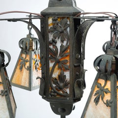 Antique Arts & Crafts Wrought Iron 4-Light Ceiling Fixture, Circa 1910