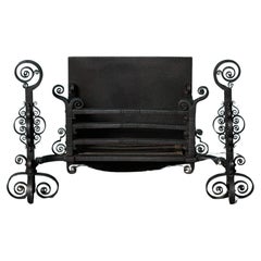 Antique Arts & Crafts Wrought Iron Fire Grate