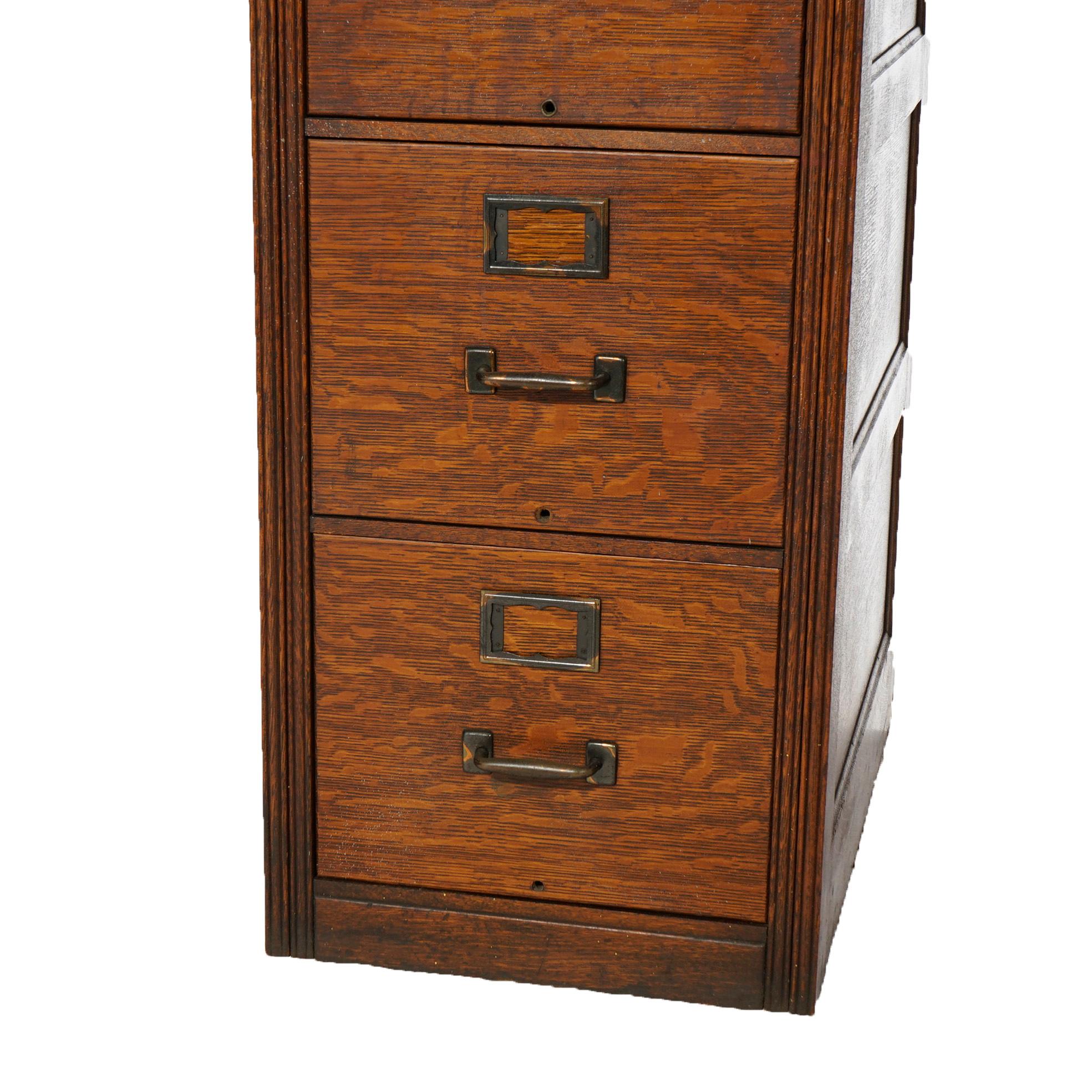 Antique Arts & Crafts Yawman & Erbe Four-Drawer Oak Filing Cabinet C1910 4
