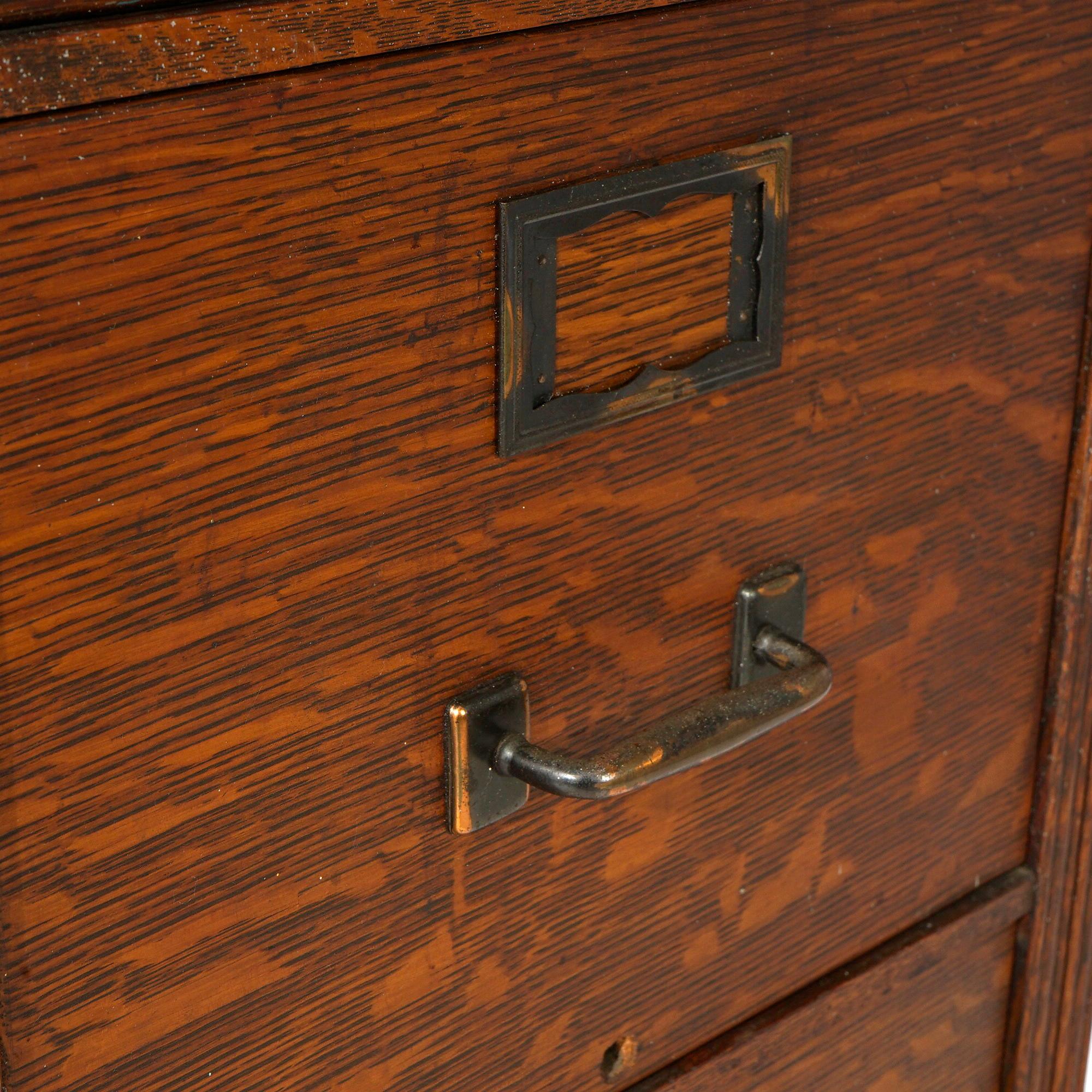 Antique Arts & Crafts Yawman & Erbe Four-Drawer Oak Filing Cabinet C1910 5
