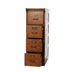 Antique Arts & Crafts Yawman & Erbe Four-Drawer Oak Filing Cabinet C1910