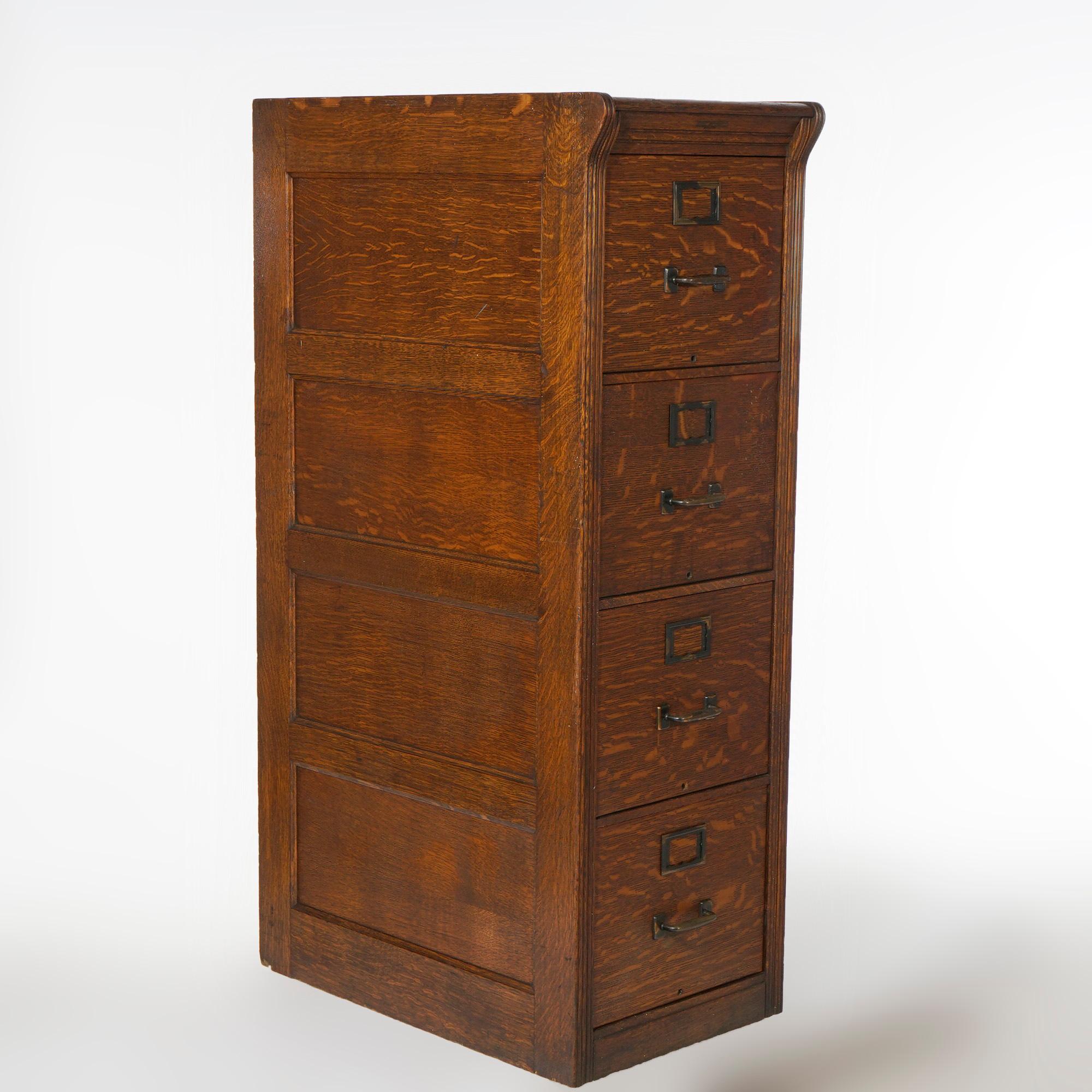 Arts and Crafts Antique Arts & Crafts Yawman & Erbe Four-Drawer Oak Filing Cabinet C1910