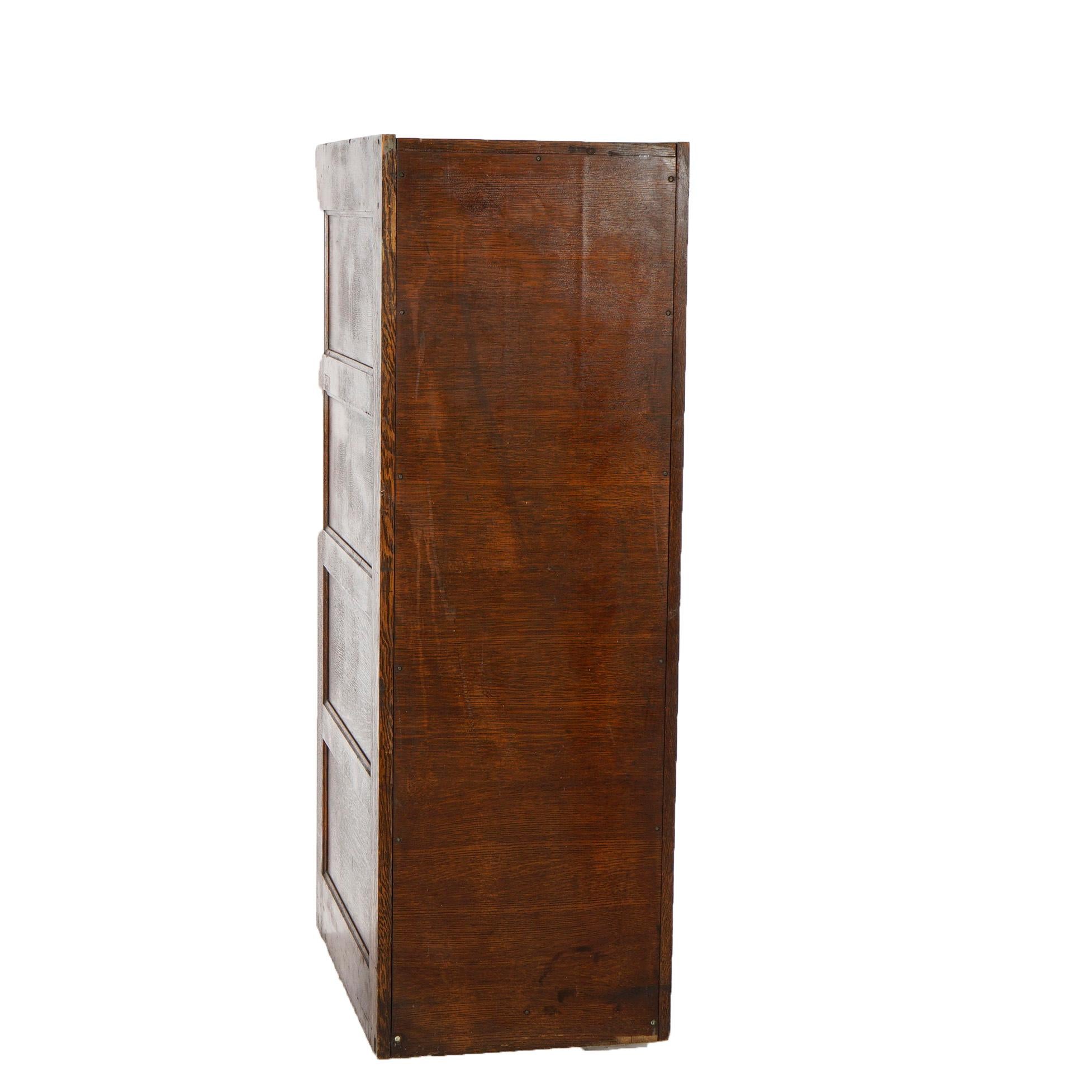 Antique Arts & Crafts Yawman & Erbe Four-Drawer Oak Filing Cabinet C1910 In Good Condition In Big Flats, NY