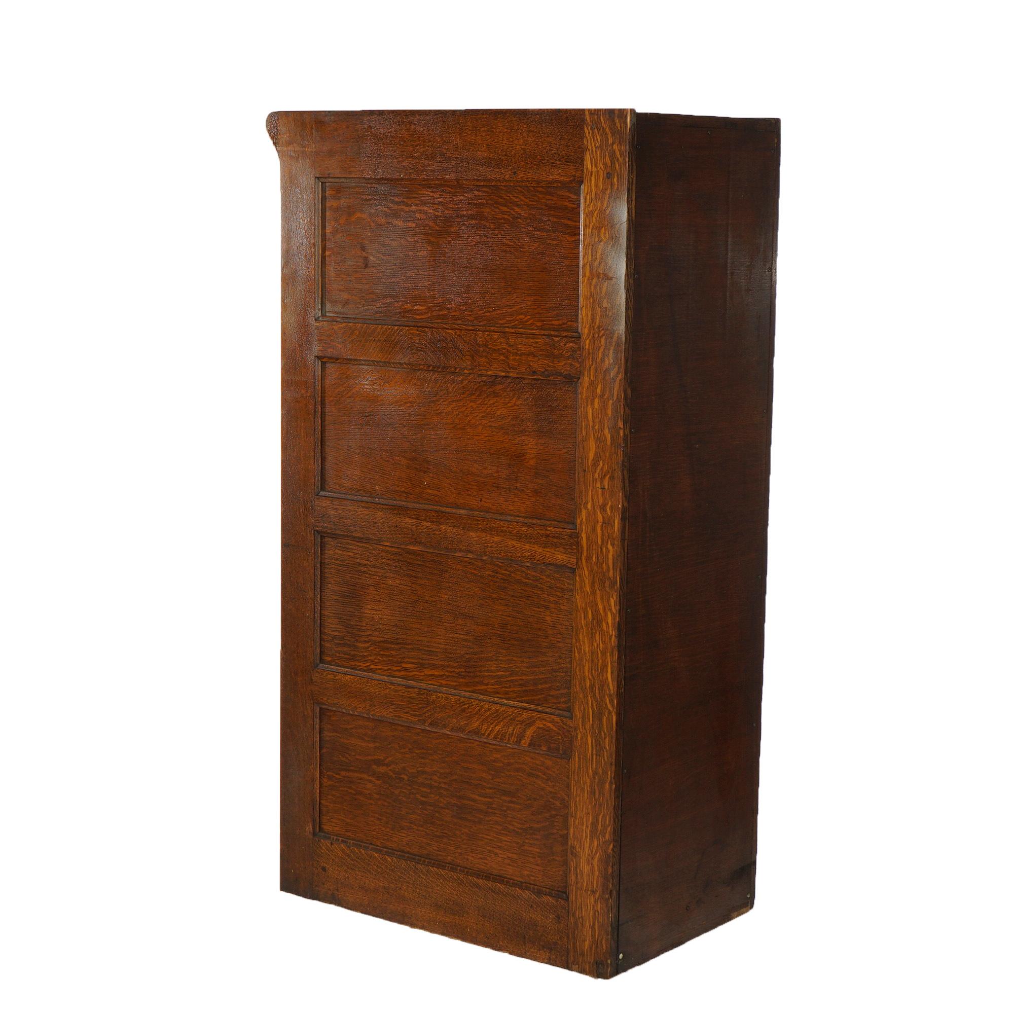 Antique Arts & Crafts Yawman & Erbe Four-Drawer Oak Filing Cabinet C1910 1