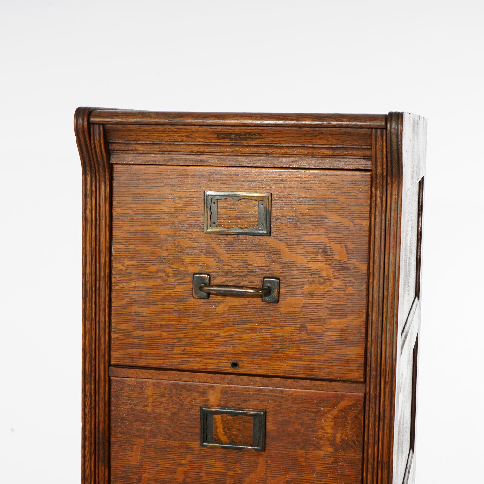 Antique Arts & Crafts Yawman & Erbe Four-Drawer Oak Filing Cabinet C1910 2