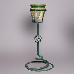 Antique Arts & Crafts Yellin School Wrought Iron Figural Snake Planter c1910