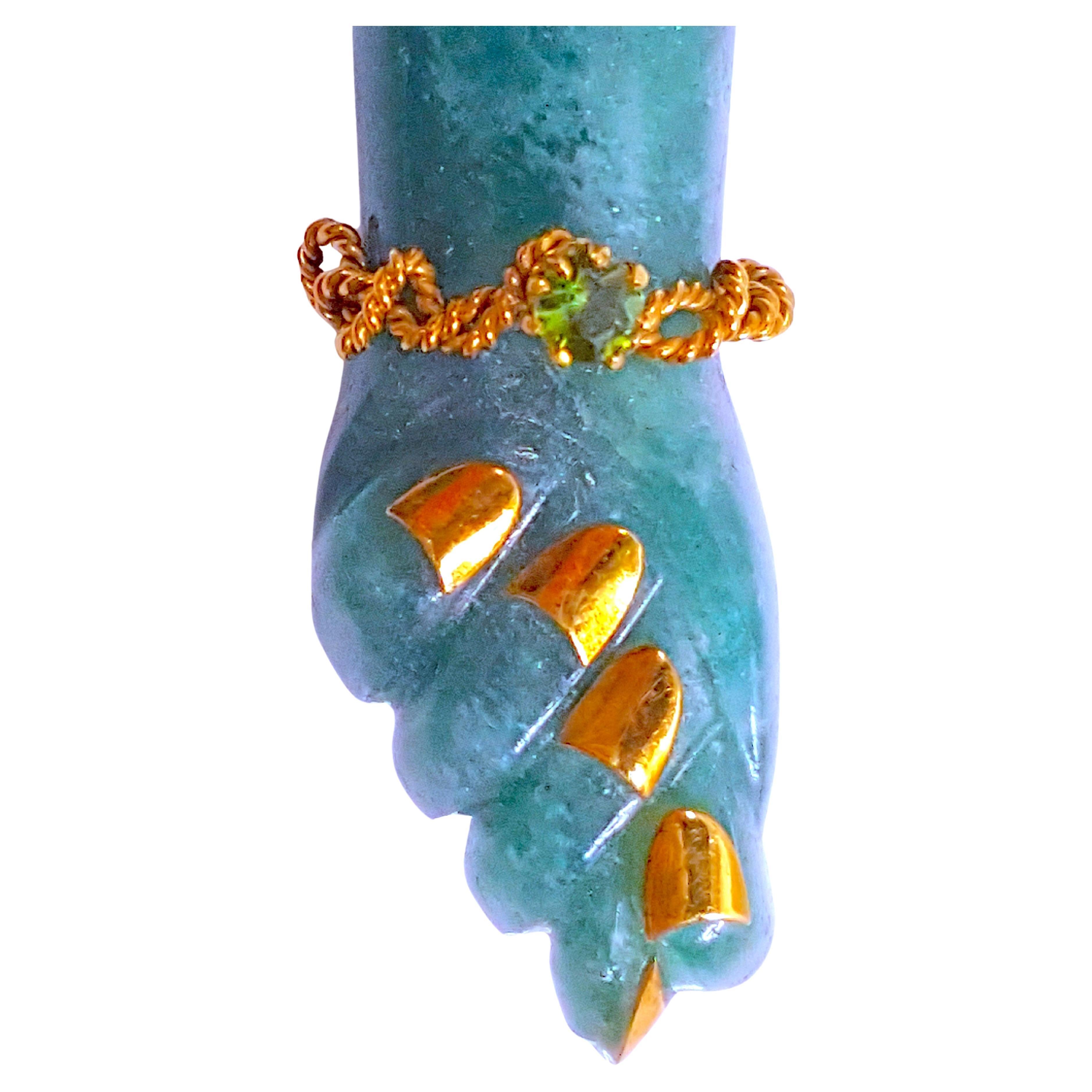 Antique Arts&Crafts Jade 18kGold 10 ProngSetDiamond&Gems ArmHand Amulet Pendant For Sale 4
