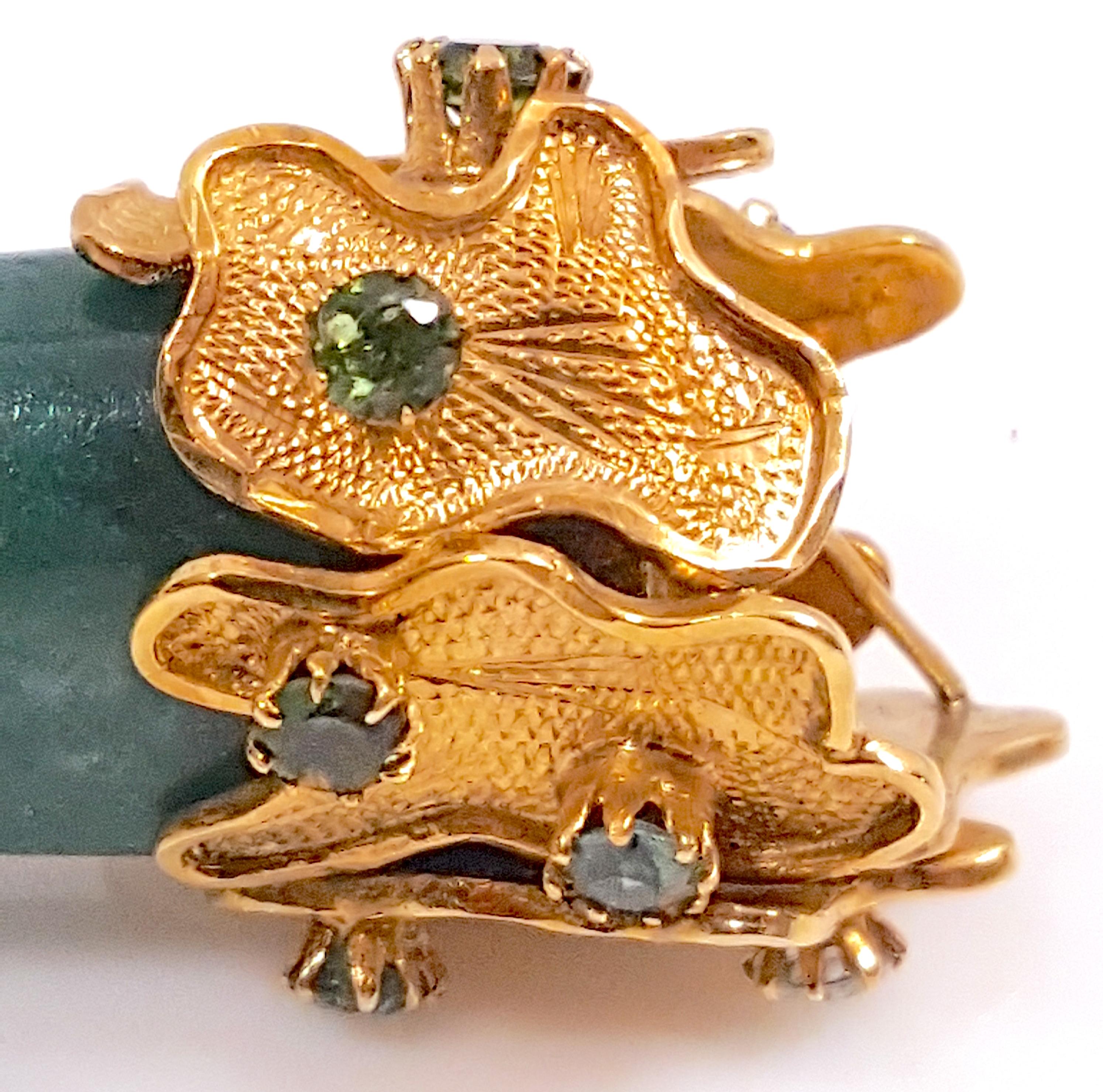 Antique Arts&Crafts Jade 18kGold 10 ProngSetDiamond&Gems ArmHand Amulet Pendant For Sale 1