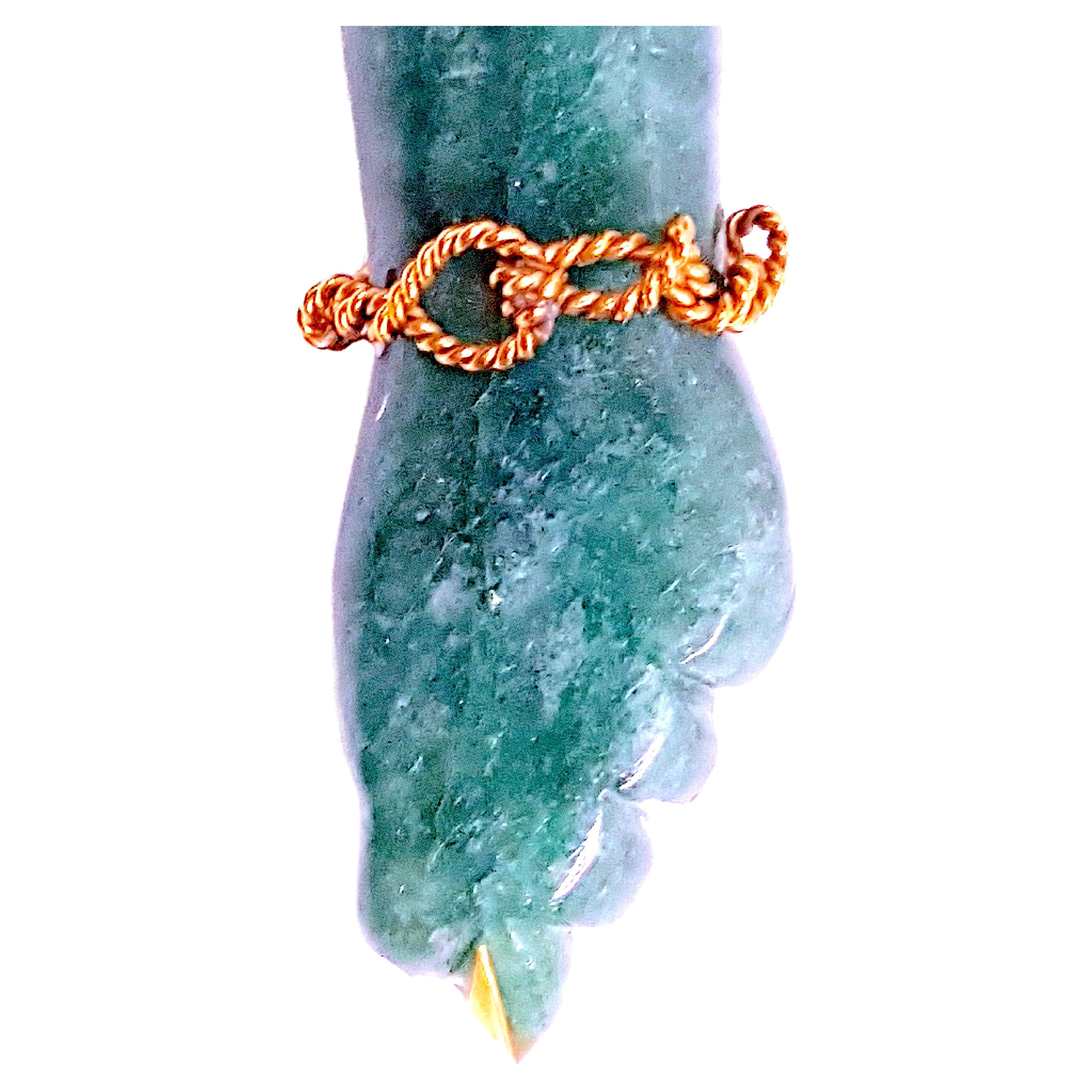 Antique Arts&Crafts Jade 18kGold 10 ProngSetDiamond&Gems ArmHand Amulet Pendant For Sale 3