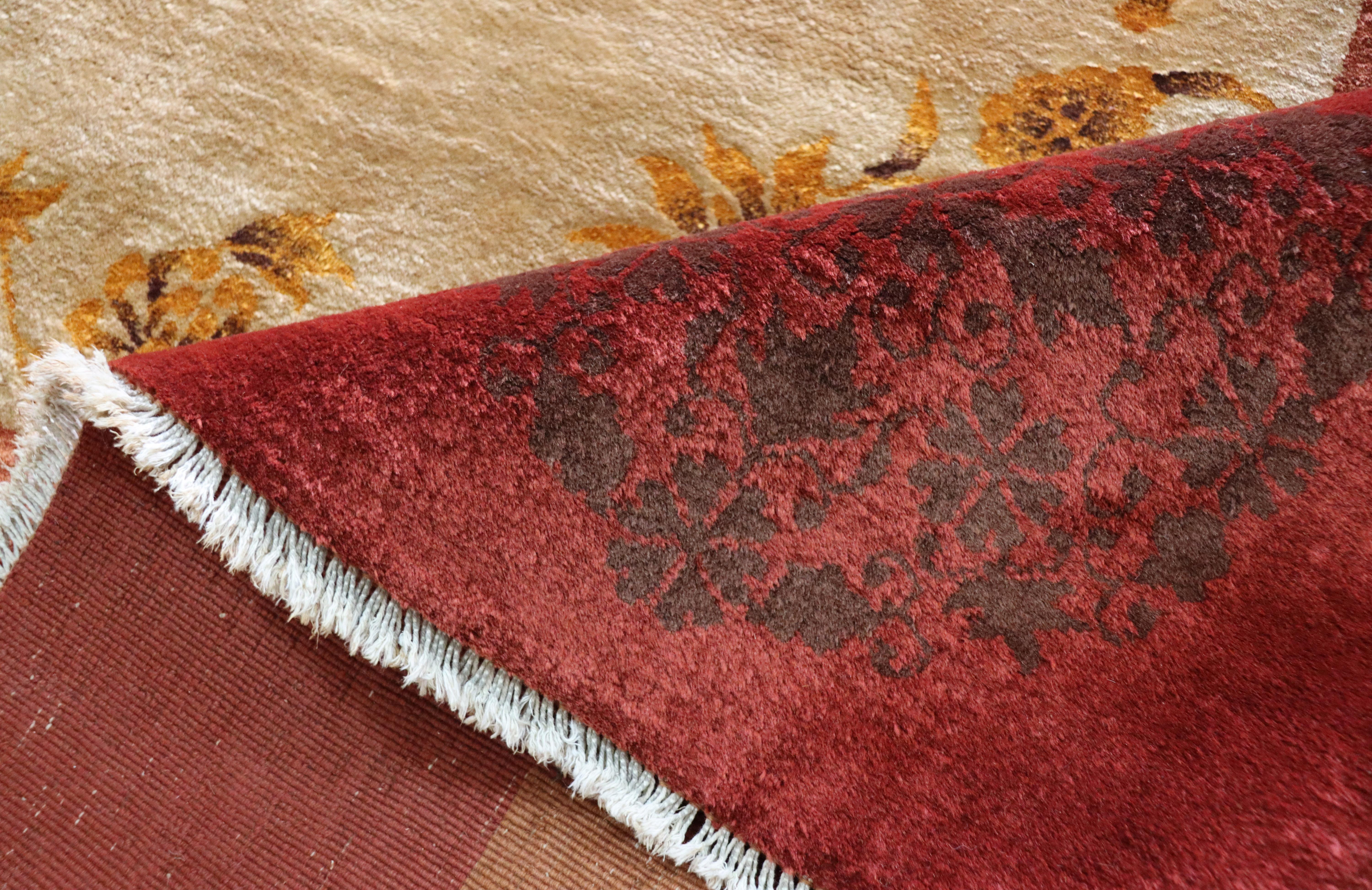 Antique Art Deco Chinese Carpet, Unusual, 8'10