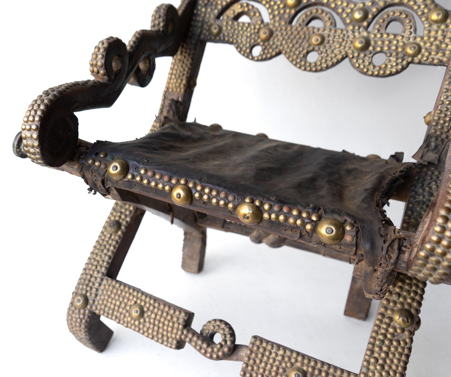 Brass Antique Asante (Ashanti) 'Akonkromfi' Chief's Throne Chair, Ghana, 19th Century For Sale