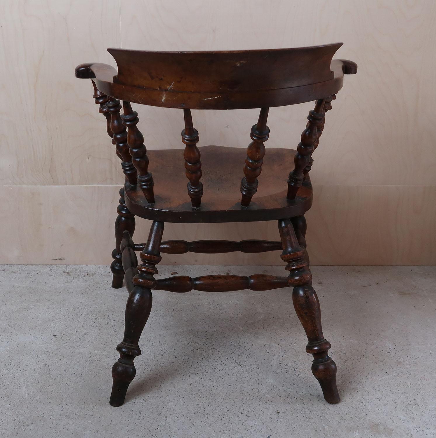 Antique Ash and Elm Captain's Chair, English, 19th Century In Good Condition For Sale In St Annes, Lancashire