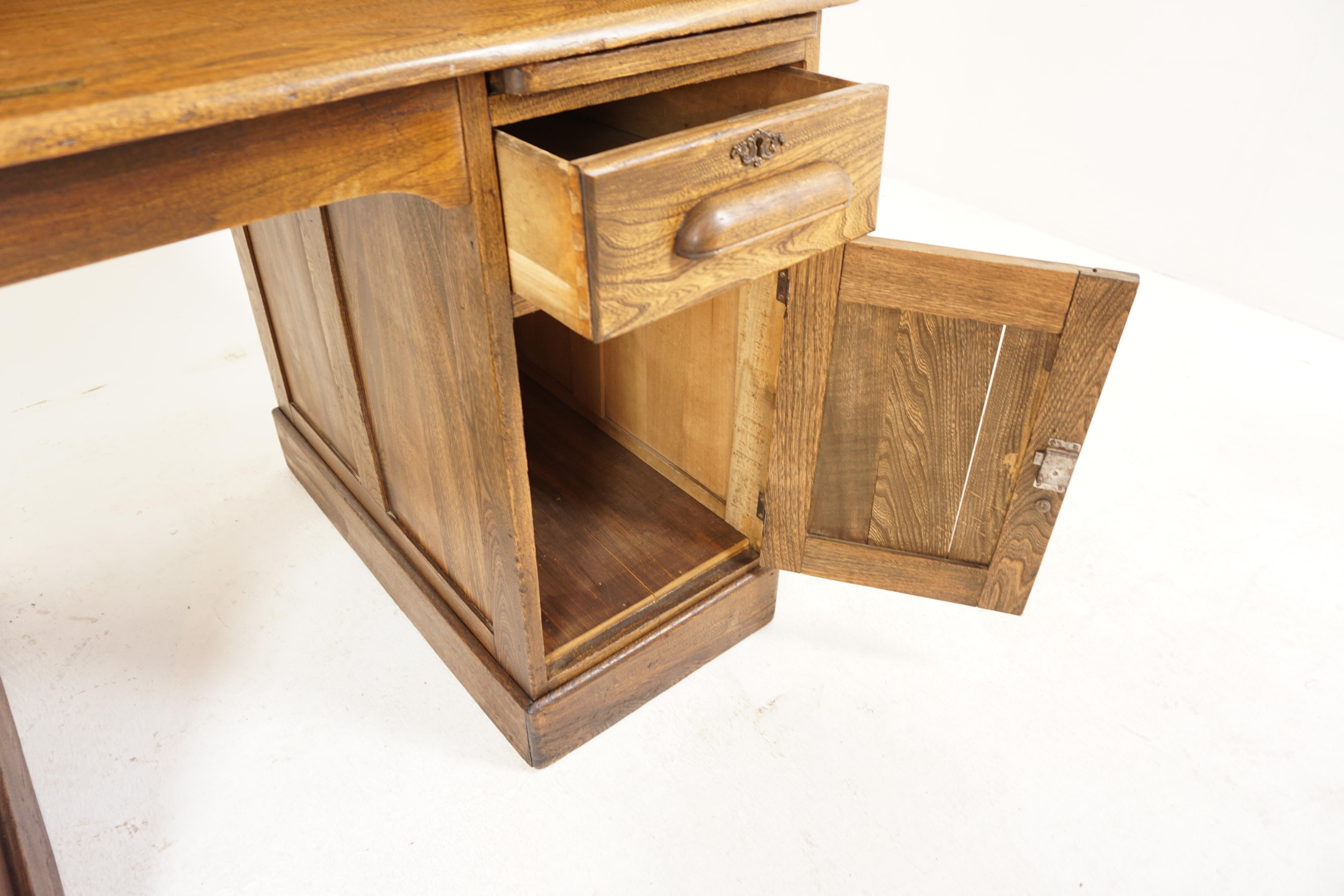 Antique Ash Double Pedestal Roll up Desk, American 1910, B597 2
