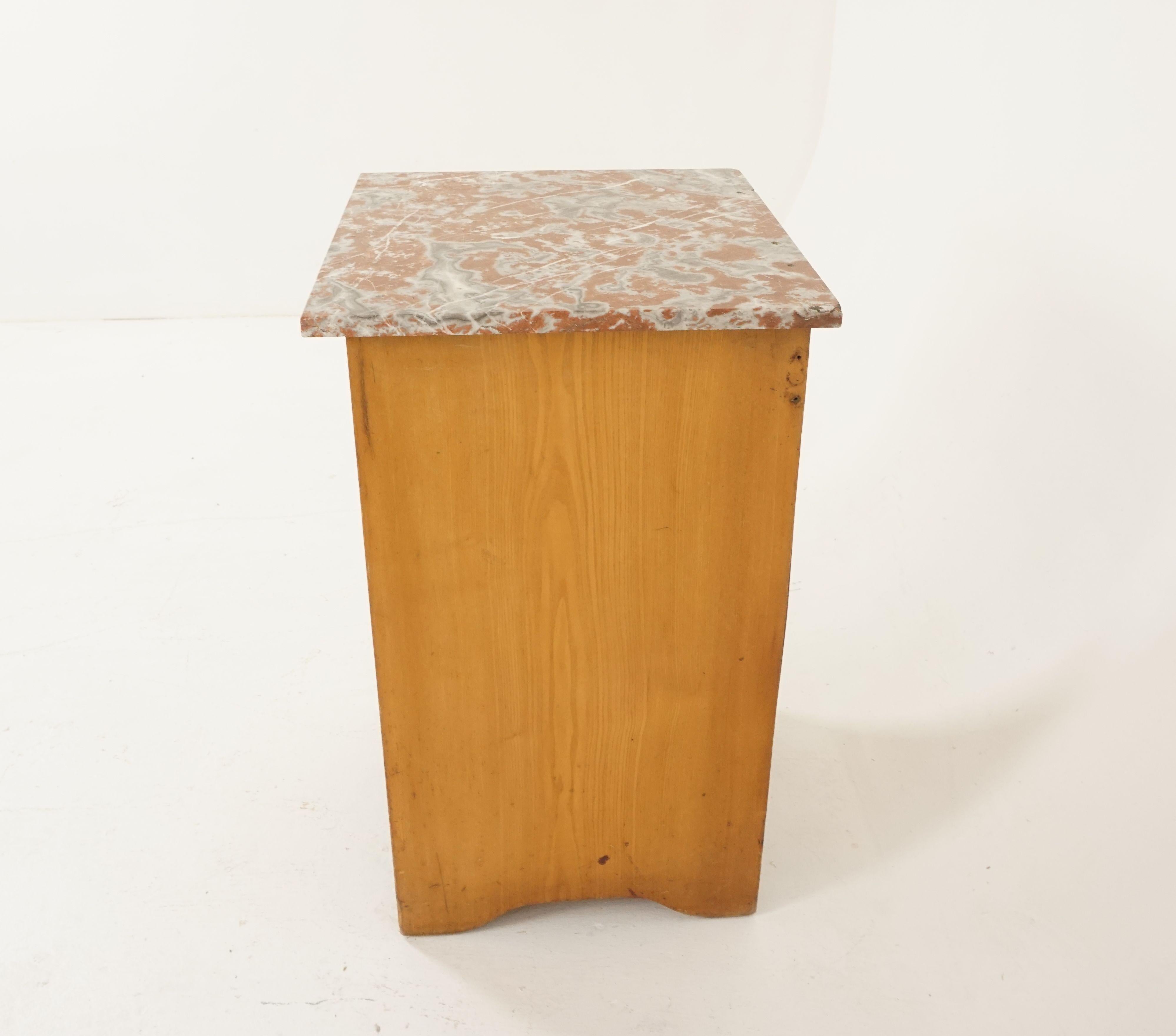 Antique Ash Nightstand, Marble-Top, Lamp Table, Scotland 1900, B2207 1