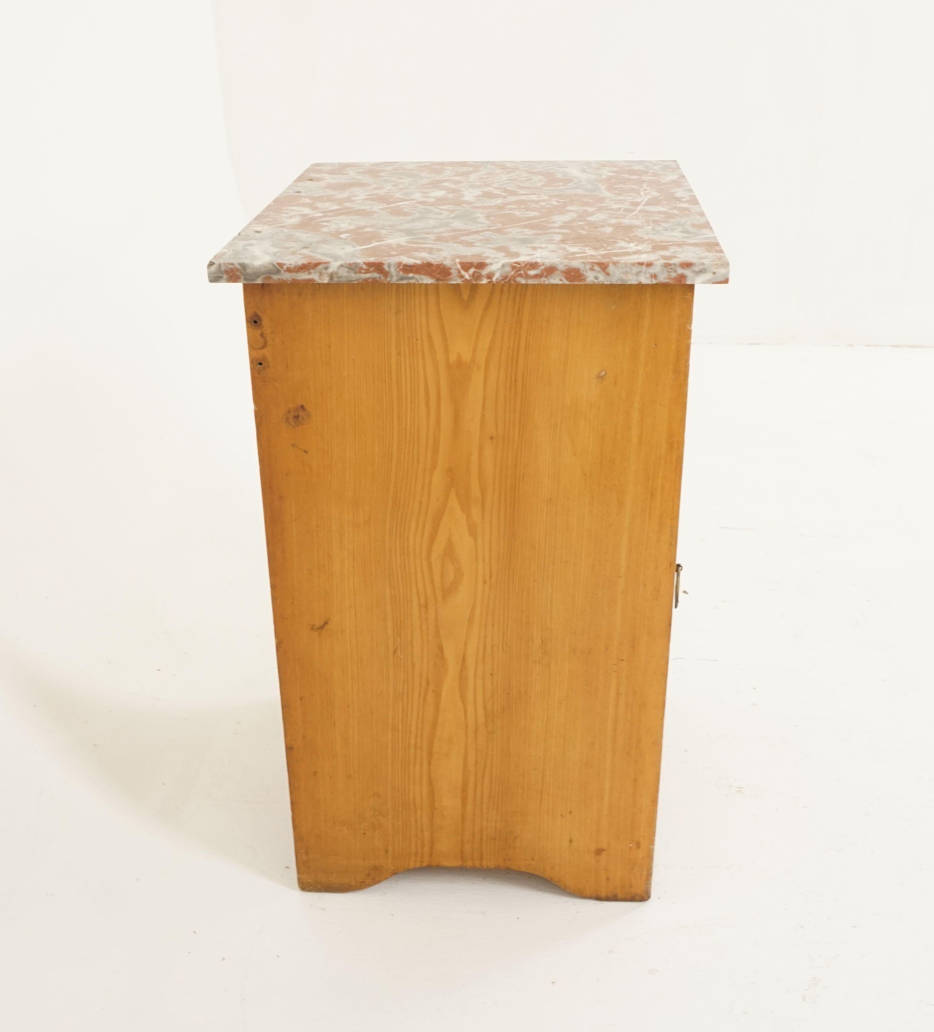 Antique Ash Nightstand, Marble-Top, Lamp Table, Scotland 1900, B2207 2