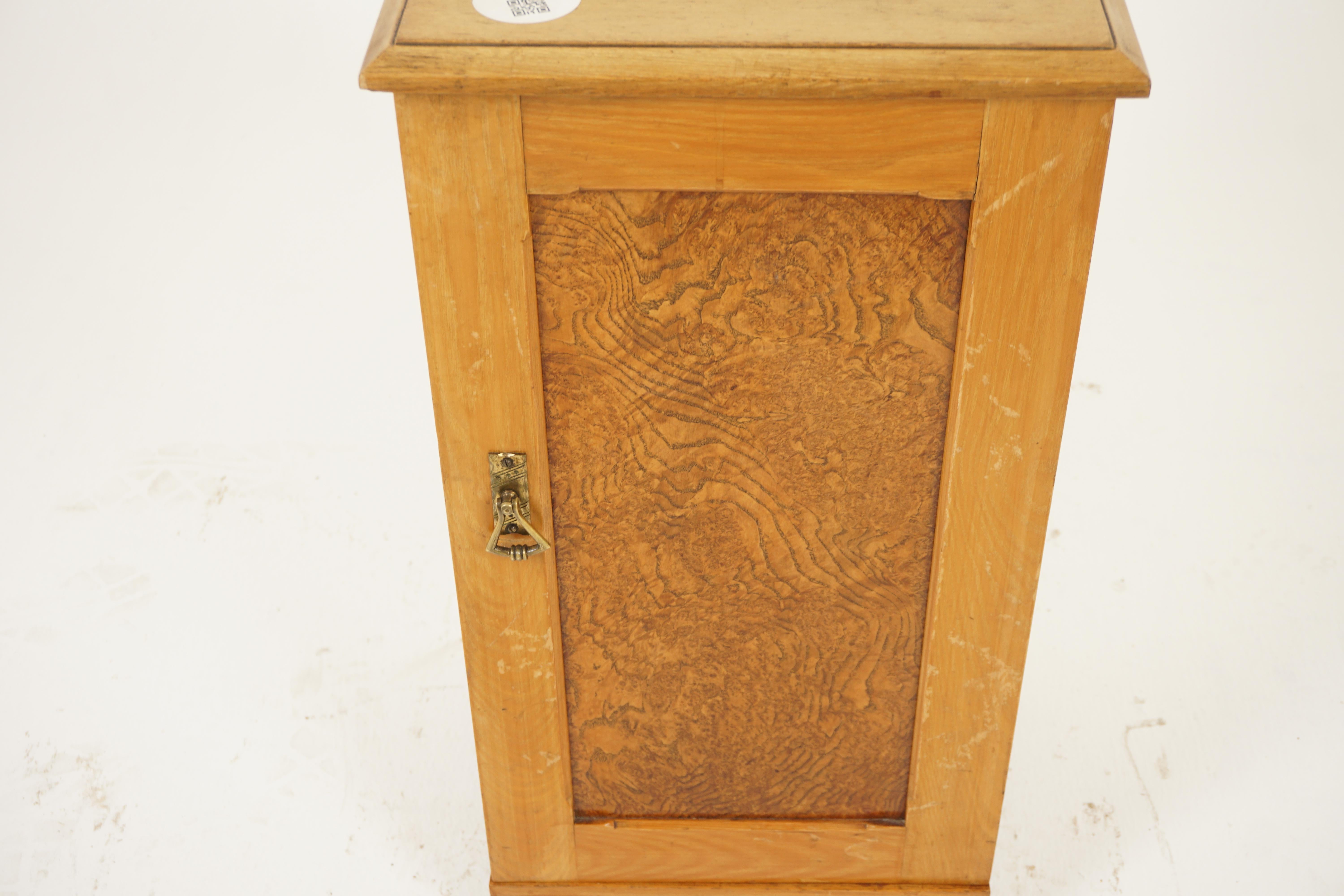 Hand-Crafted Antique Ash Nightstand, Victorian Bedside Lamp Table, Scotland 1880, H1072