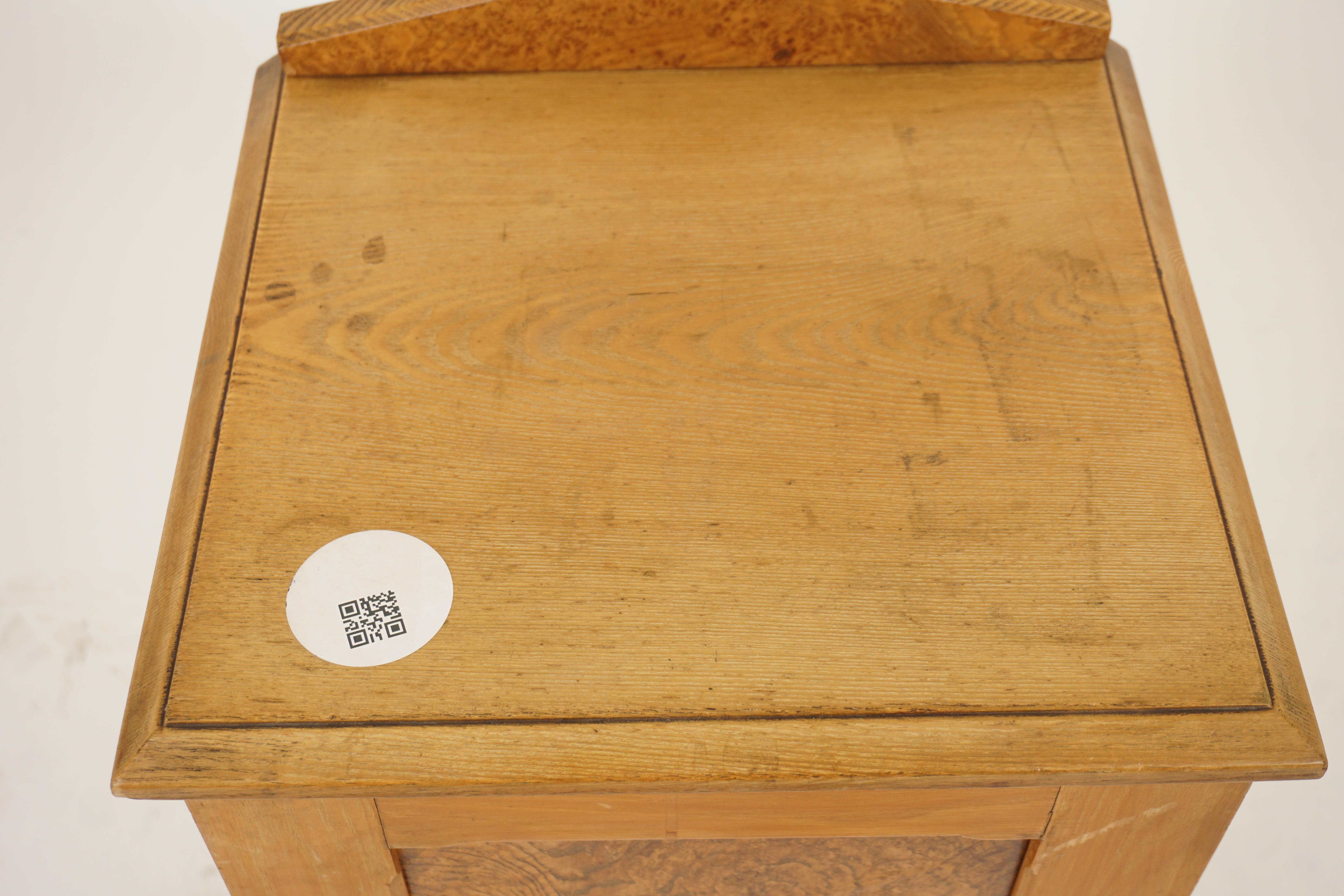 Late 19th Century Antique Ash Nightstand, Victorian Bedside Lamp Table, Scotland 1880, H1072