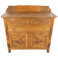 Antique Ash Sideboard, Serpentine Front Sideboard Buffet, American 1900, B2106
