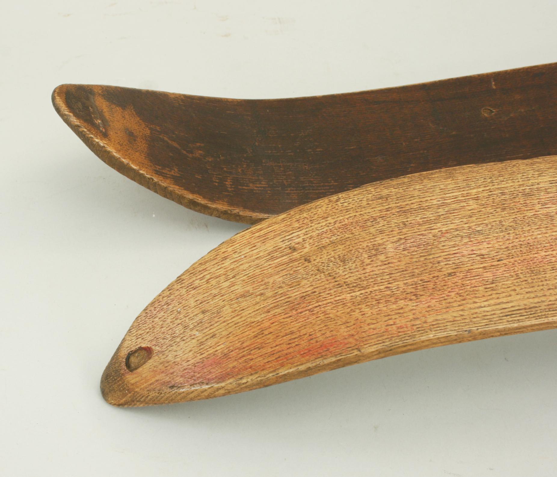 Antique Ash Skis with Unique Oberhof Safety Bindings, Museum Piece 5