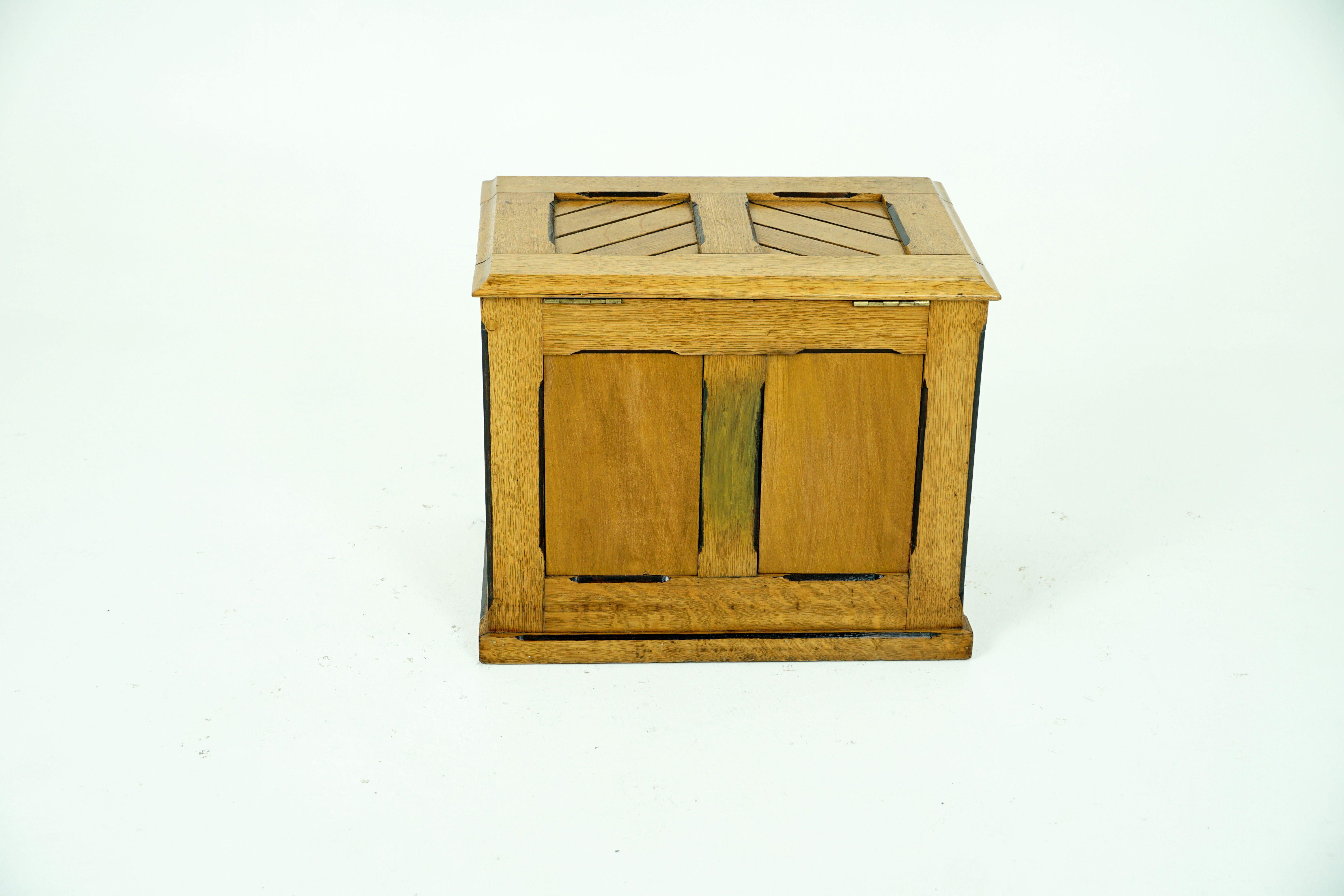 Hand-Crafted Antique Ash Trunk, Arts & Craft Log Box or Toy Box, Scotland 1900, B1873