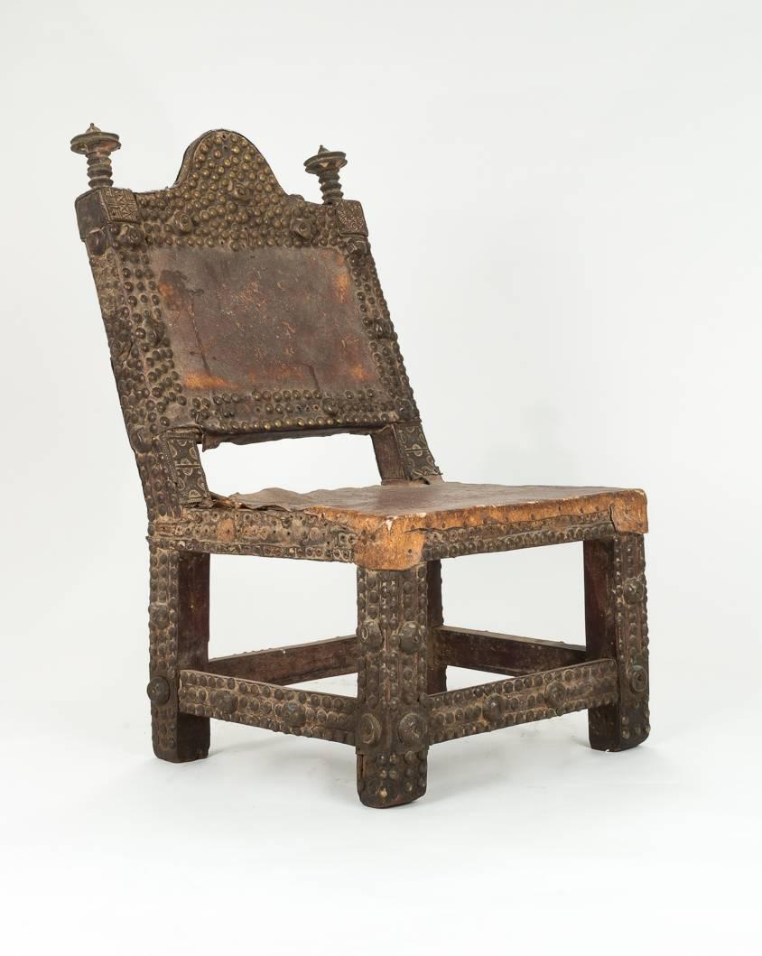 Hand-Carved Antique Ashanti Chief's Chair from Ghana