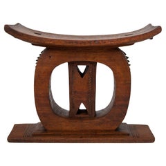 Retro ASHANTI Queen Mother Carved Wooden Stool Ghana Africa