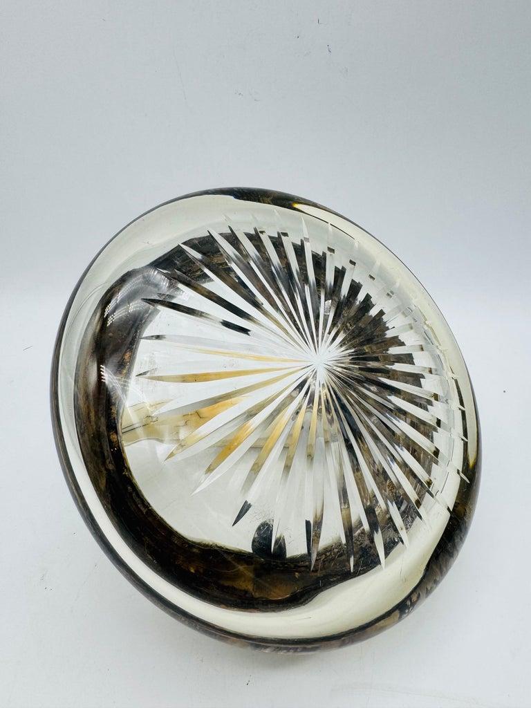 Antique ashtray made of Silver plated and cut Glass with boar teeth, 1910 For Sale 1