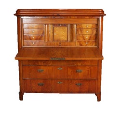 Antique Ashwood Biedermeier Drop Front Abattant Secretary Desk, circa 1850