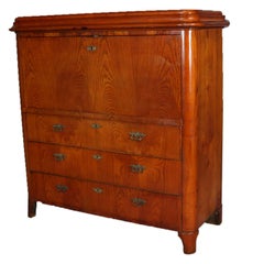 Antique Ashwood Biedermeier Drop Front Abattant Secretary Desk, circa 1850