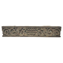 Panneau de frise asiatique ancien en relief en pierre sculptée de style architectural