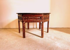 Antique Asian Bamboo Round Low Table