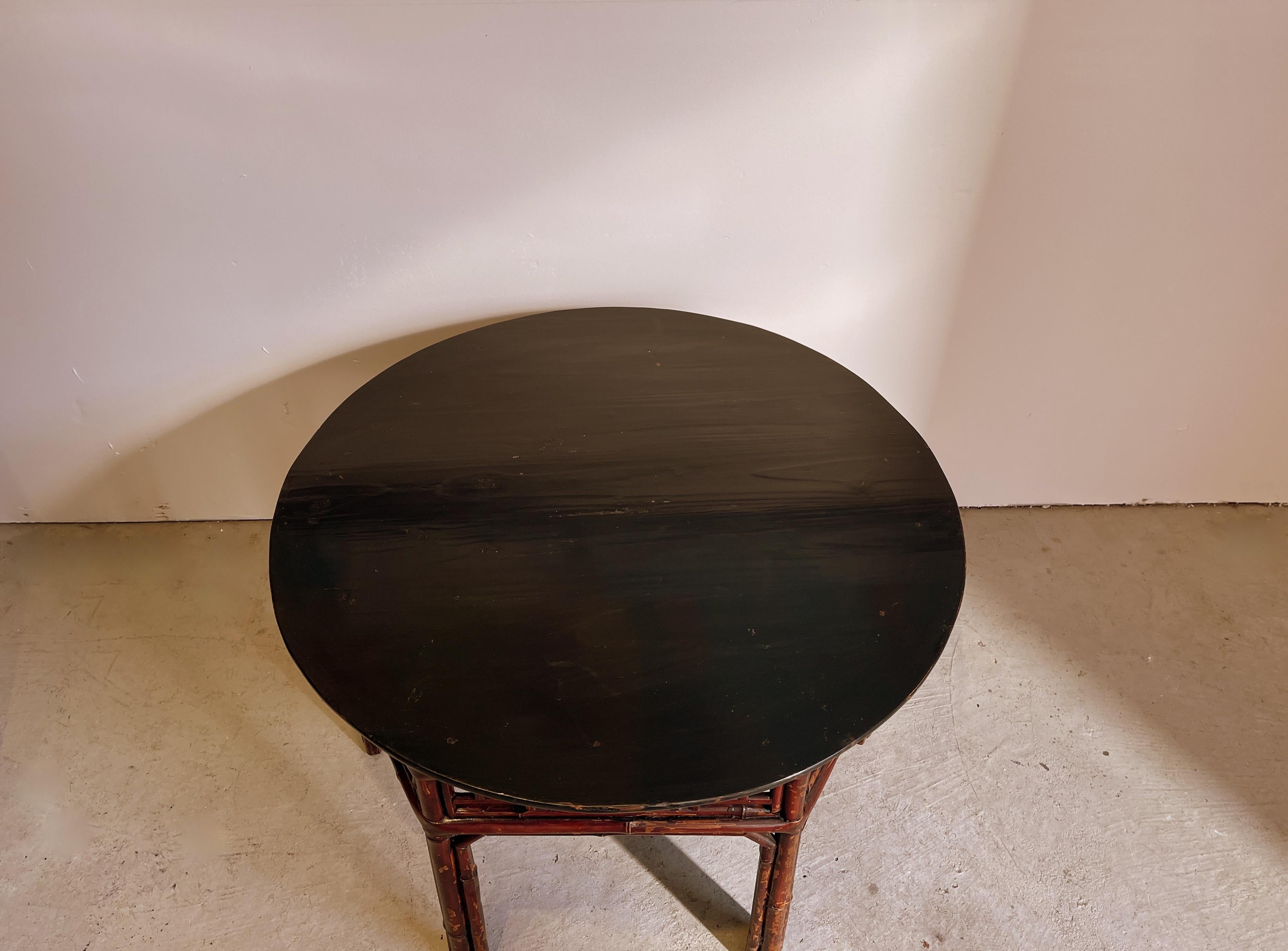 Antique Asian Bamboo Round Low Table For Sale 3