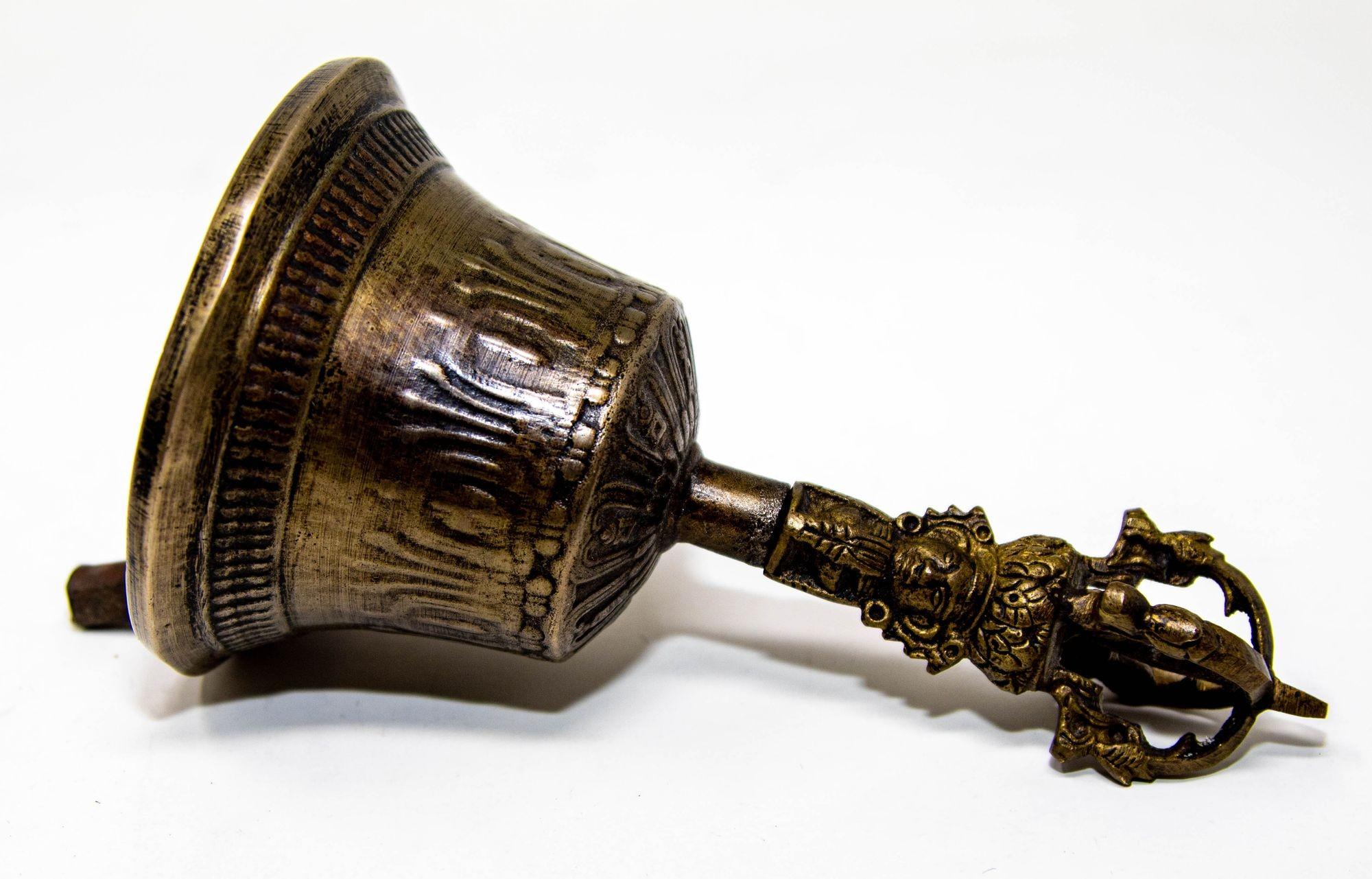 Antike asiatische buddhistische Bronze-Glocke, Tibetische Meditationsgebet Ghanta-Glocke im Angebot 6