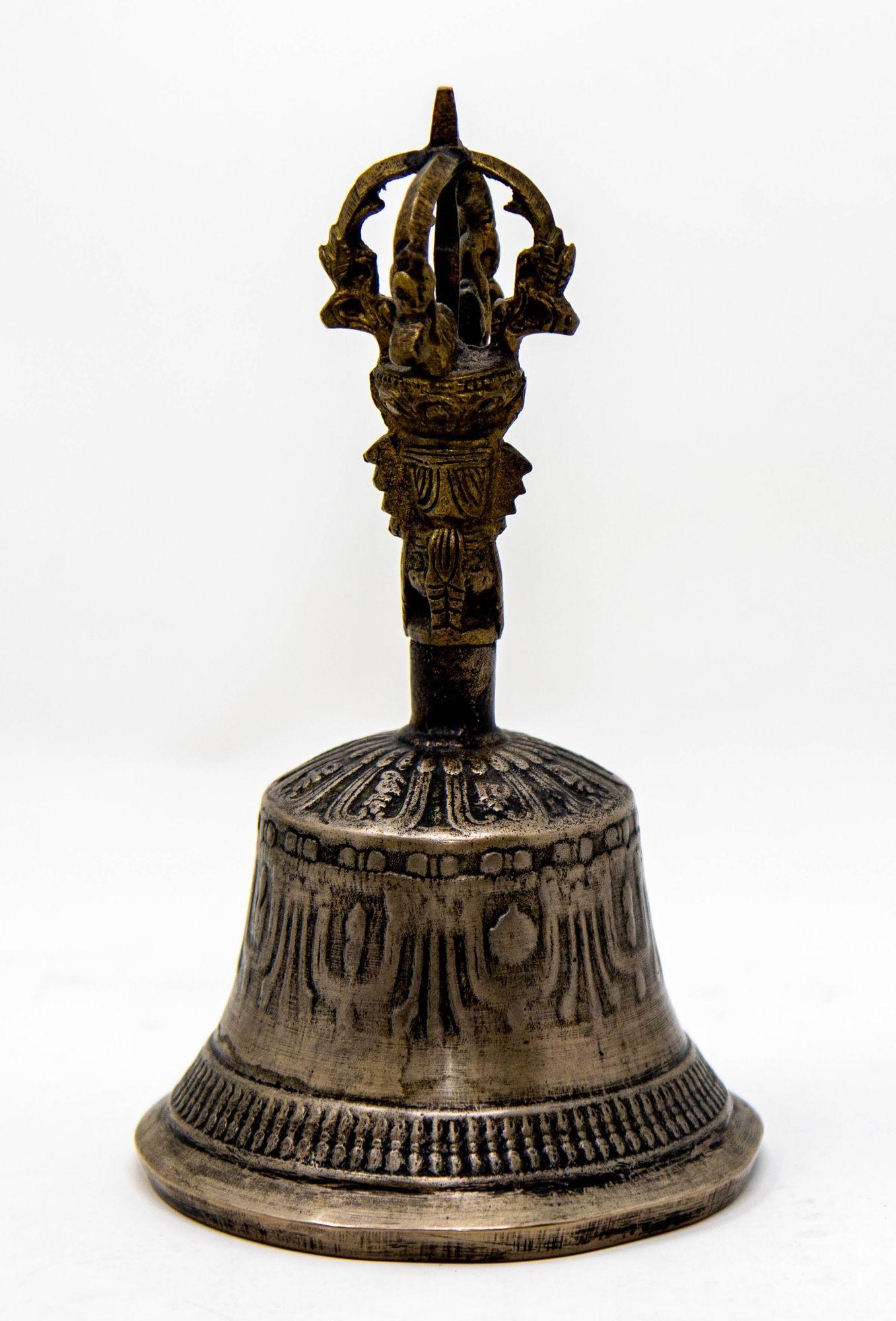 Antike asiatische buddhistische Bronze-Glocke, Tibetische Meditationsgebet Ghanta-Glocke im Angebot 14