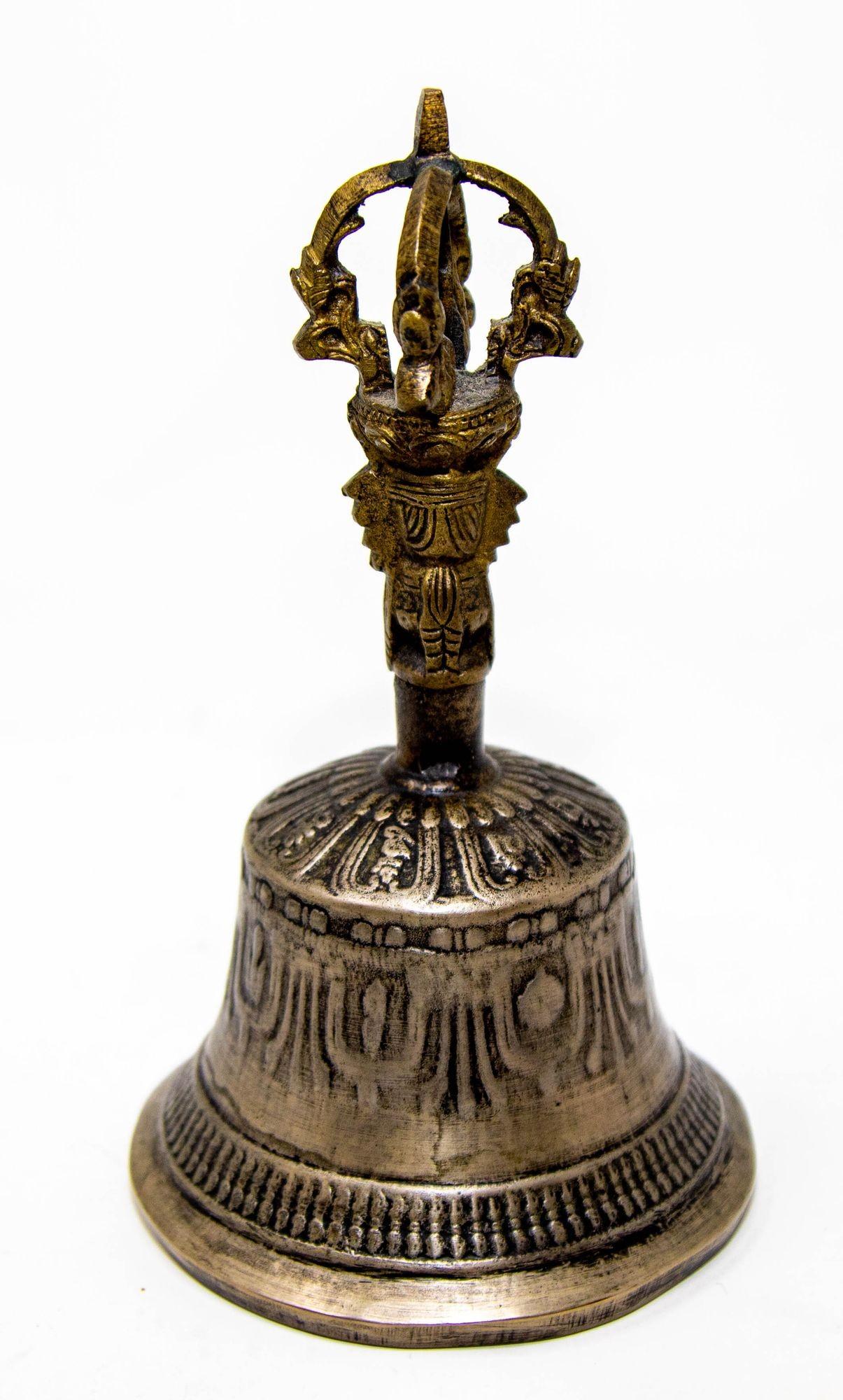 Antike asiatische buddhistische Bronze-Glocke, Tibetische Meditationsgebet Ghanta-Glocke (Gegossen) im Angebot