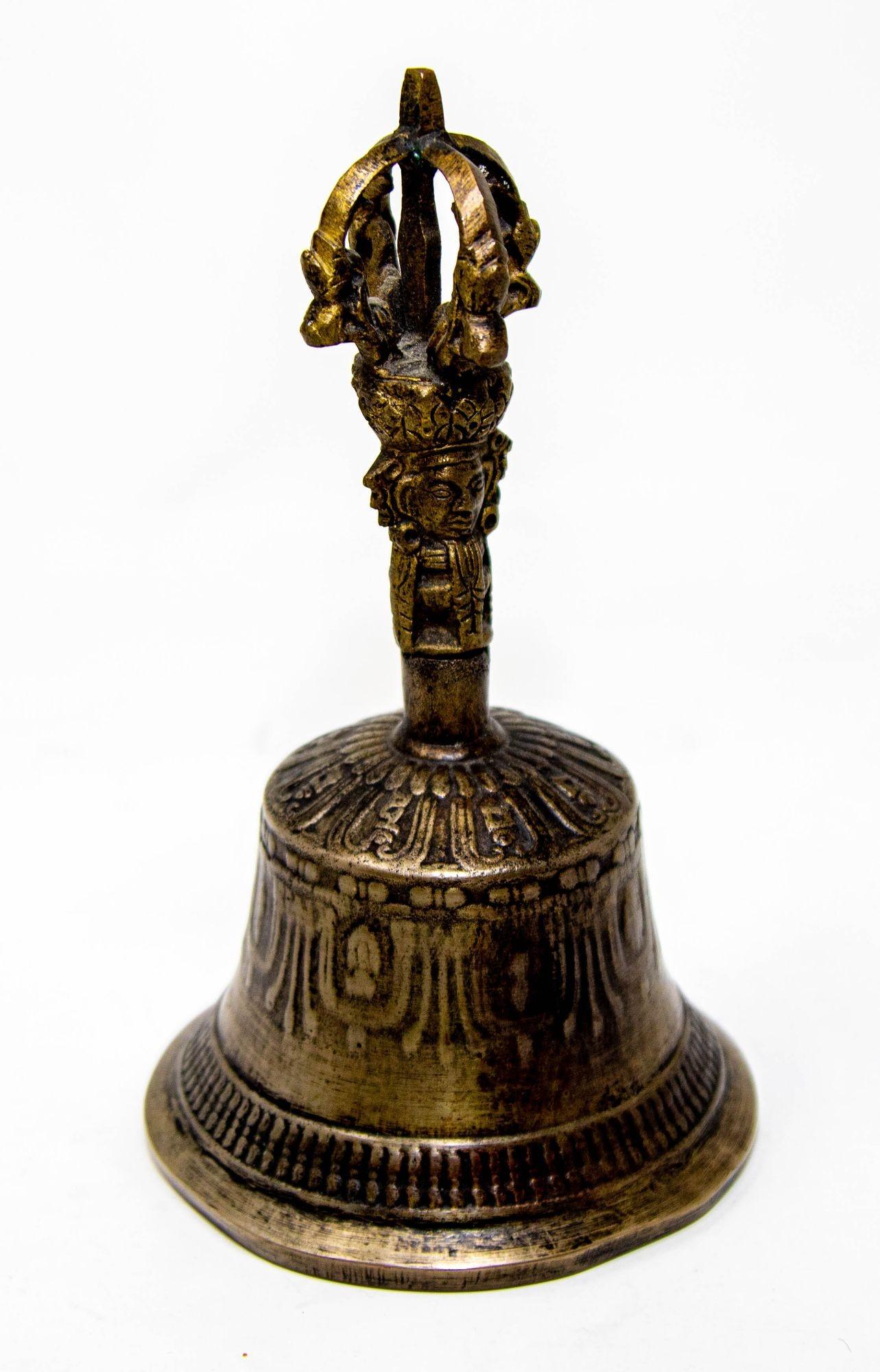 Antike asiatische buddhistische Bronze-Glocke, Tibetische Meditationsgebet Ghanta-Glocke im Zustand „Gut“ im Angebot in North Hollywood, CA