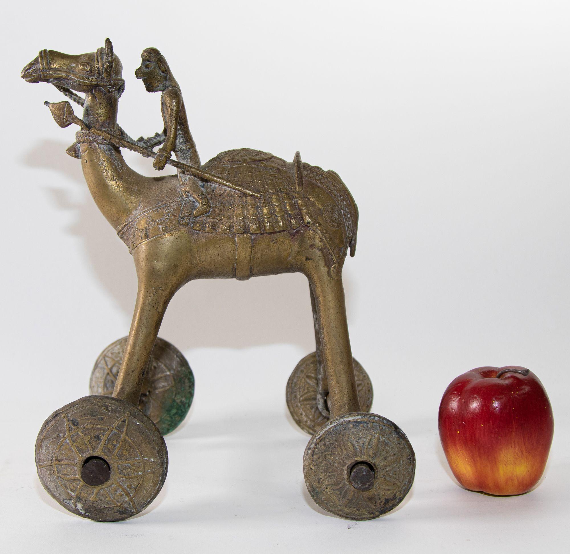 Antique Asian Bronze Large Camel Toy on Wheels 19th C For Sale 5