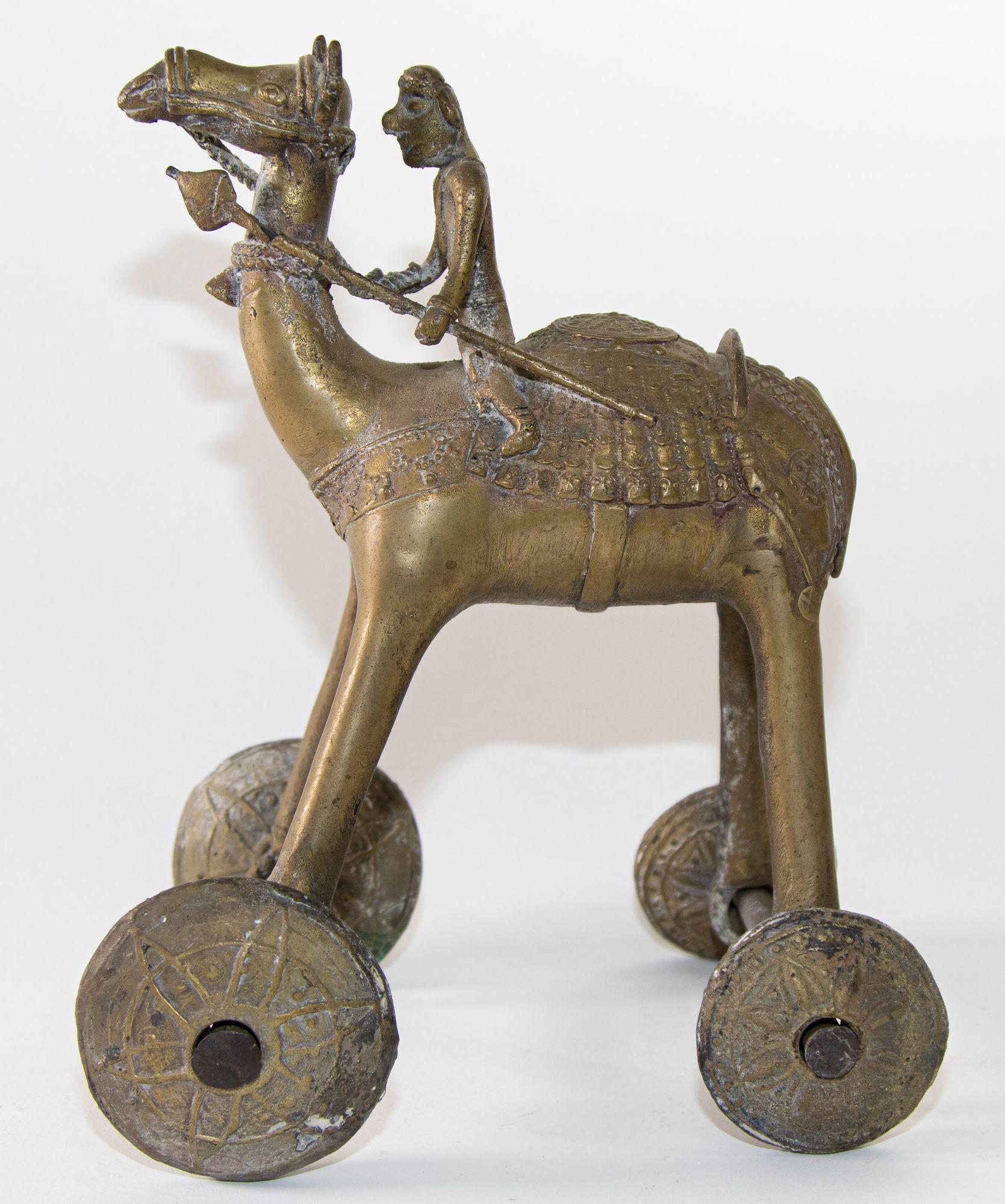 Antique Asian Bronze Large Camel Toy on Wheels 19th C For Sale 6