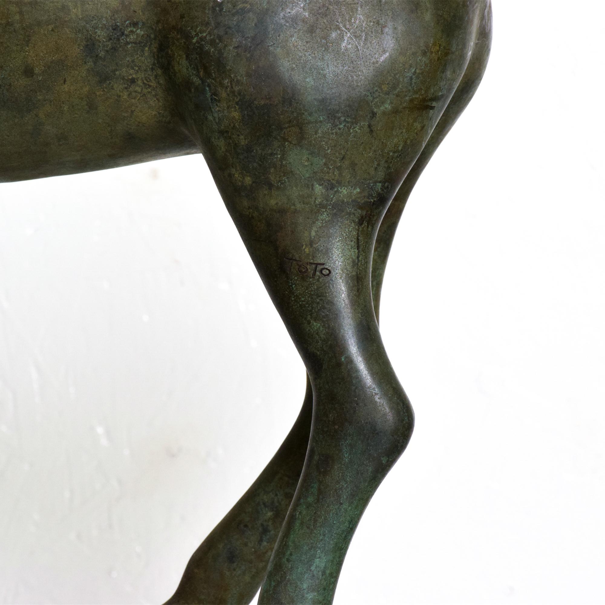Antique Modernist Etruscan Horse Fine Bronze Sculpture Art by Toto 1960s 3