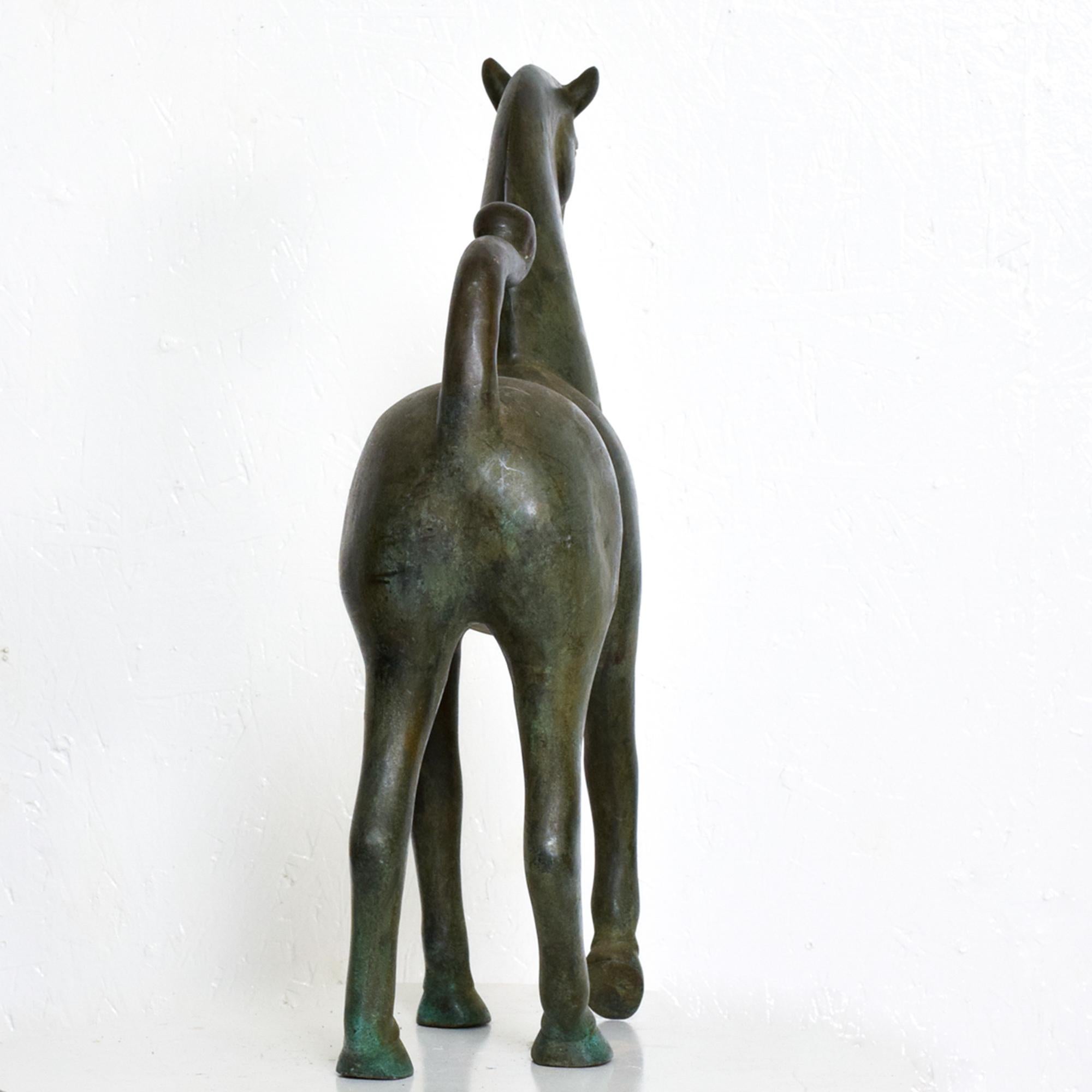Unknown Antique Modernist Etruscan Horse Fine Bronze Sculpture Art by Toto 1960s
