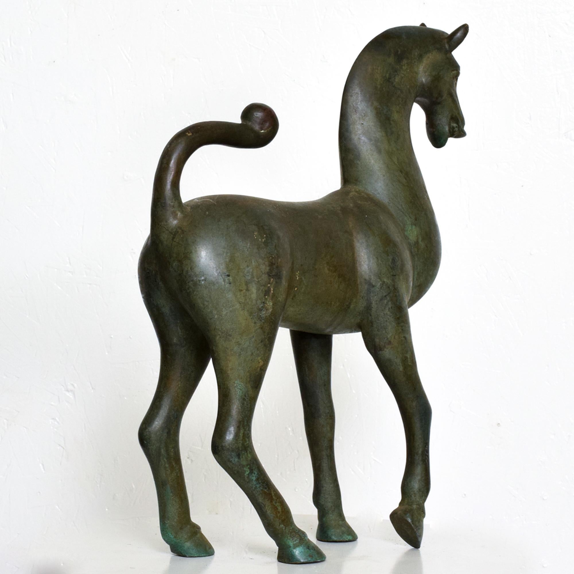 Antique Modernist Etruscan Horse Fine Bronze Sculpture Art by Toto 1960s In Good Condition In Chula Vista, CA