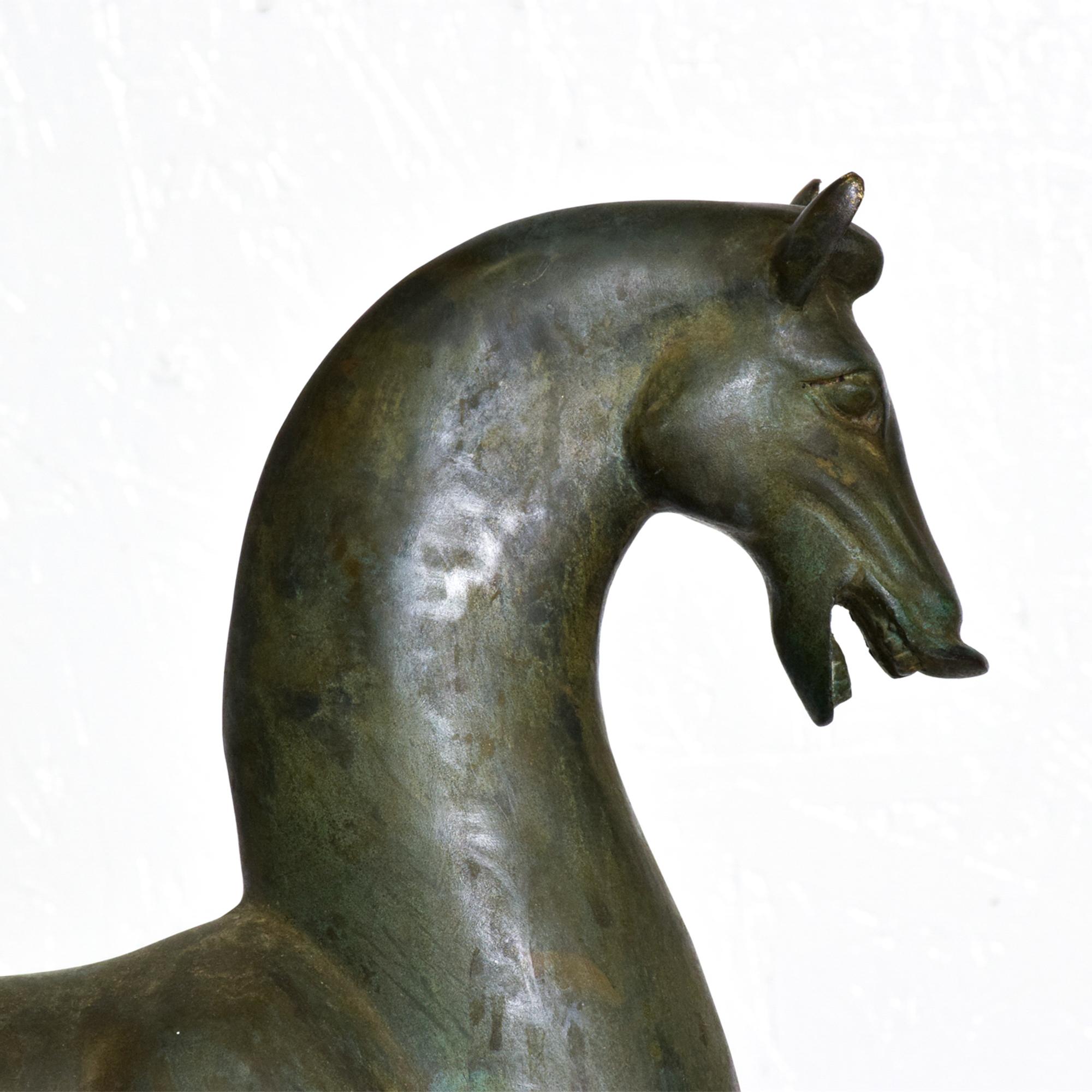 Mid-20th Century Antique Modernist Etruscan Horse Fine Bronze Sculpture Art by Toto 1960s