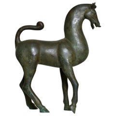 Antique Modernist Etruscan Horse Fine Bronze Sculpture Art by Toto 1960s