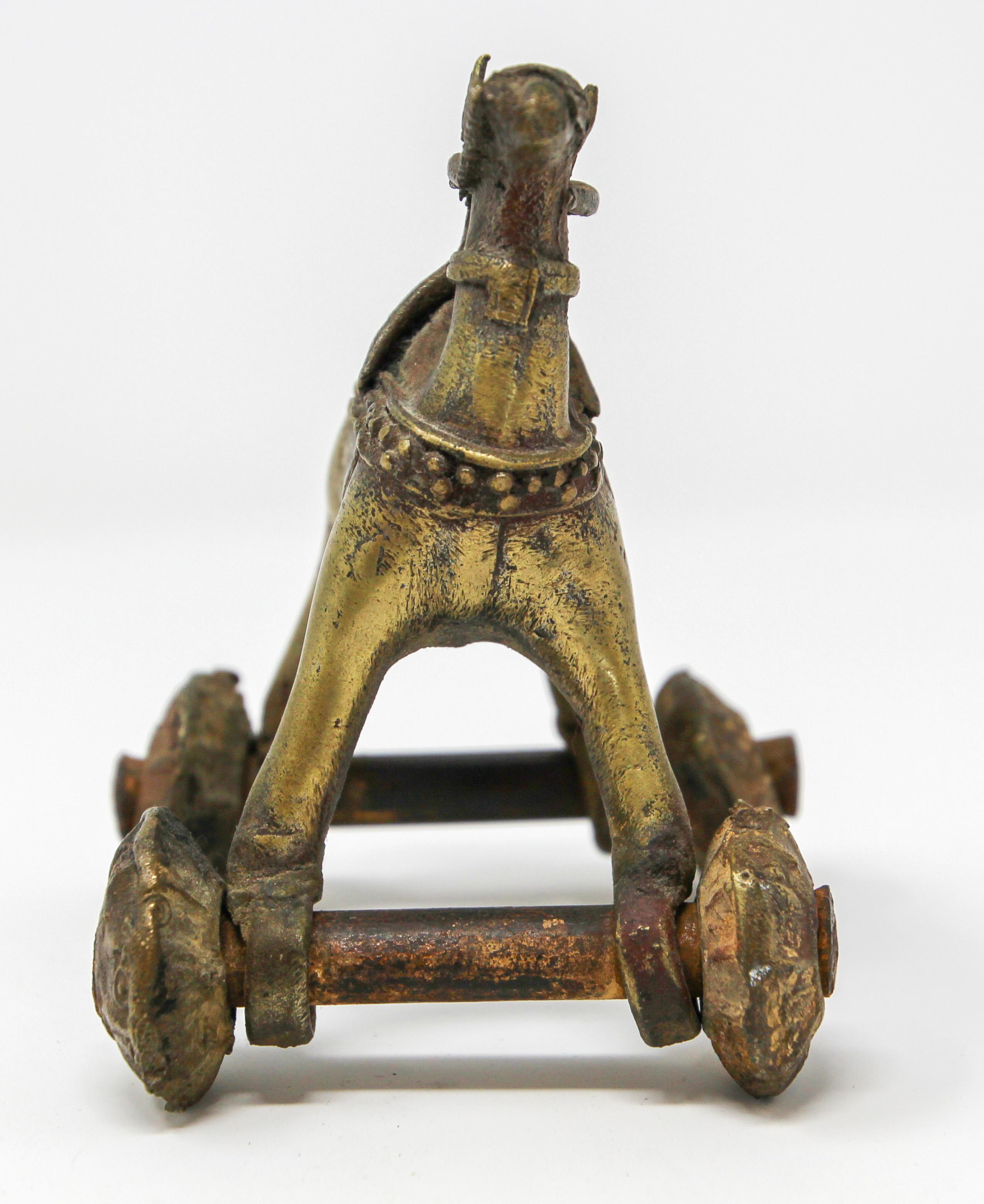 Antique Asian Hindu Bronze Temple Toy Camel on Wheels For Sale 9