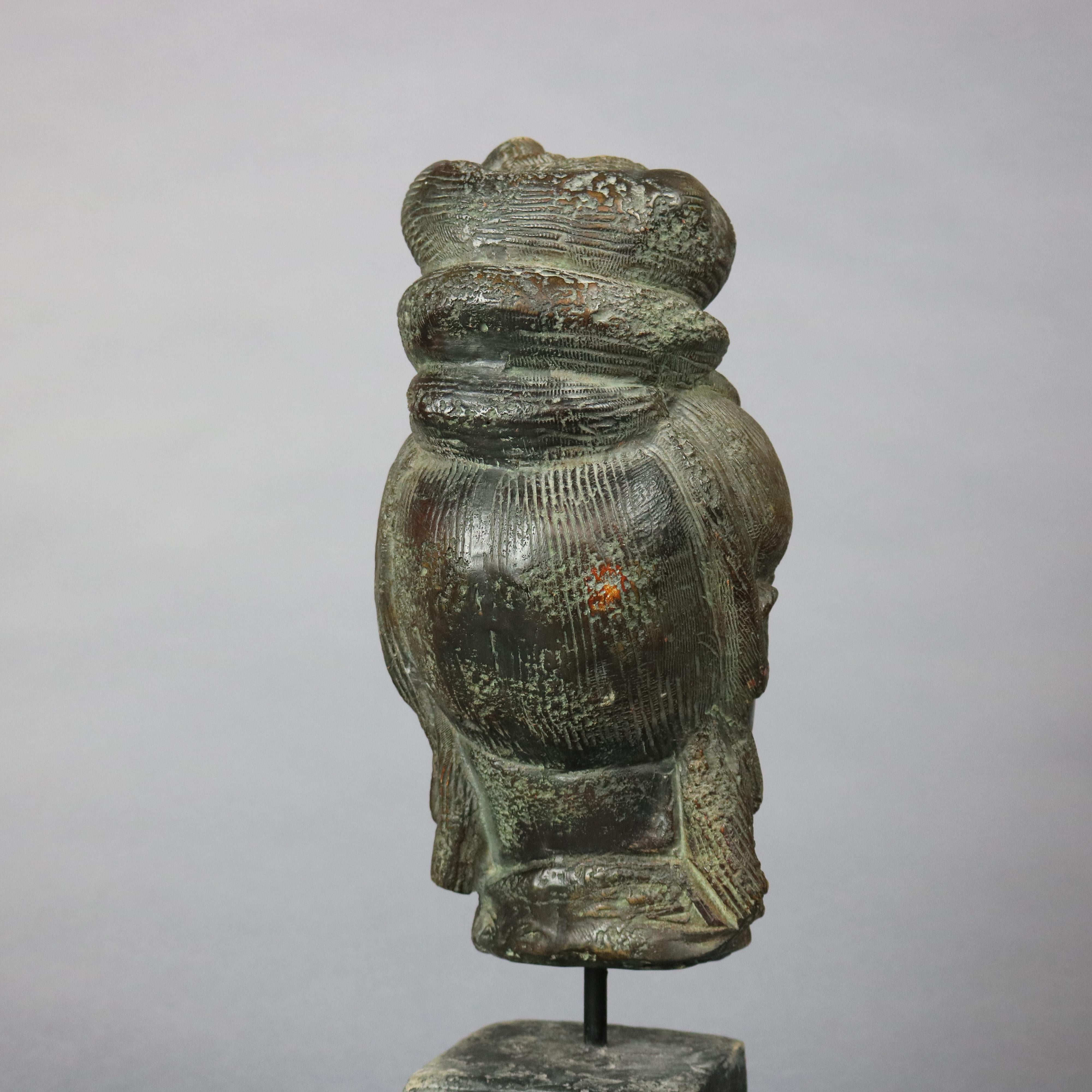 Antique Asian Bronze or Bronze Clad Buddha Sculpture Bust, Circa 1930 3