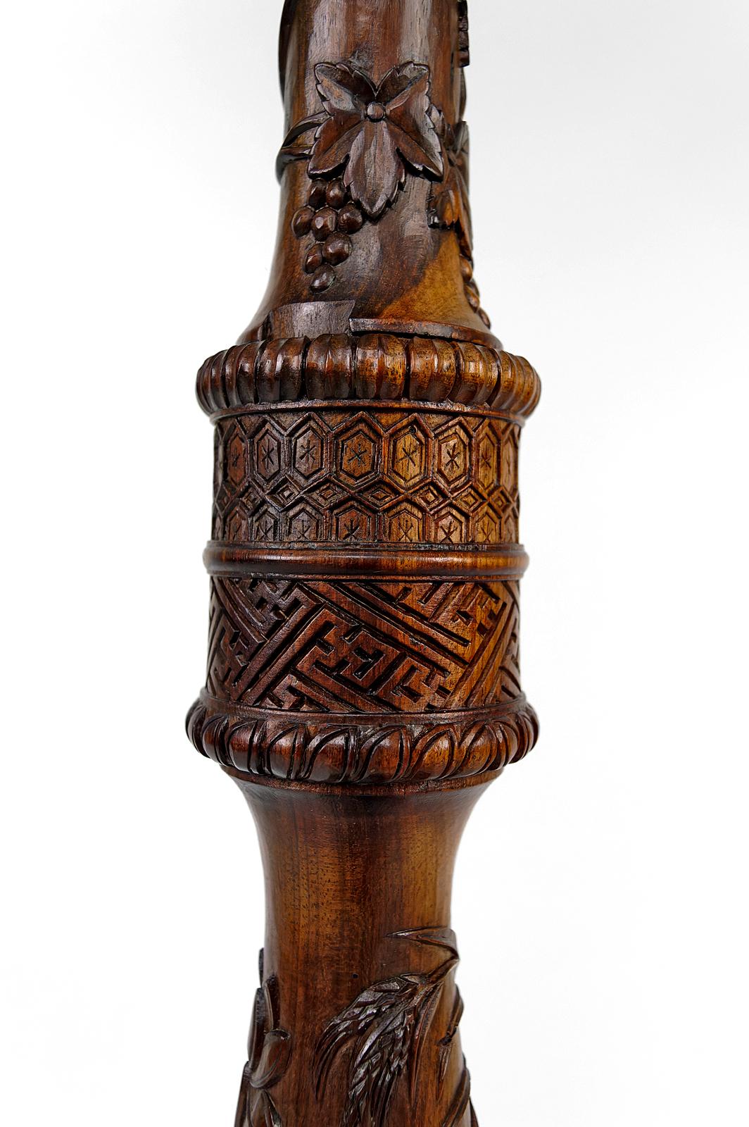 Antique Asian carved wooden floor lamp, Indochina or China, circa 1900 2