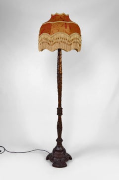 Antique Asian carved wooden floor lamp, Indochina or China, circa 1900